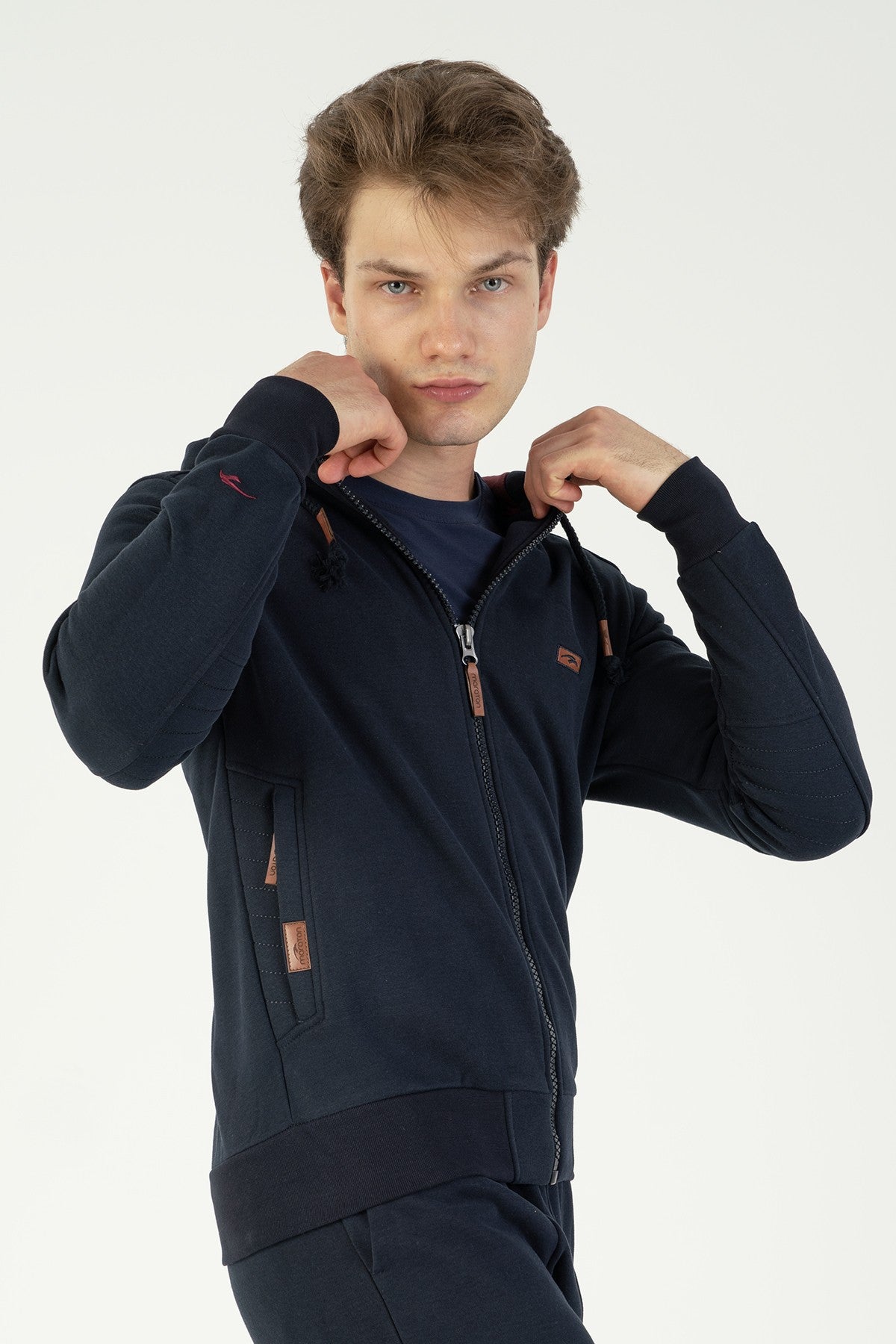 Regular Erkek Kapüşonlu Lacivert Tracktop