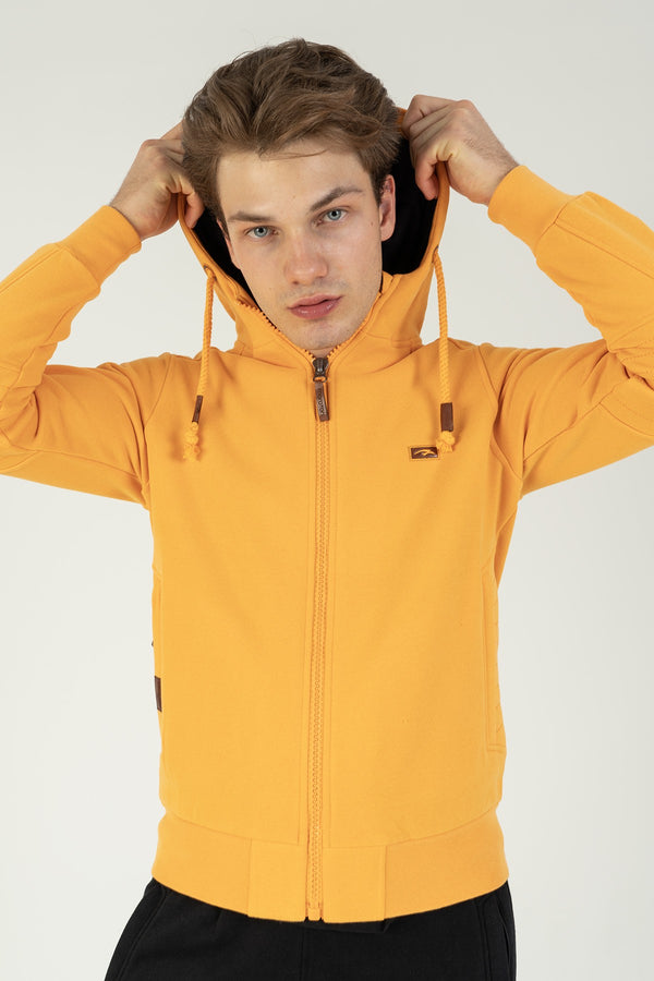 Regular Erkek Kapüşonlu Koyu Sarı Tracktop