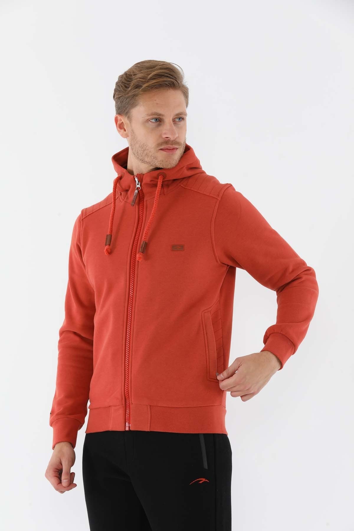 Regular Erkek Kapüşonlu Kiremit Tracktop