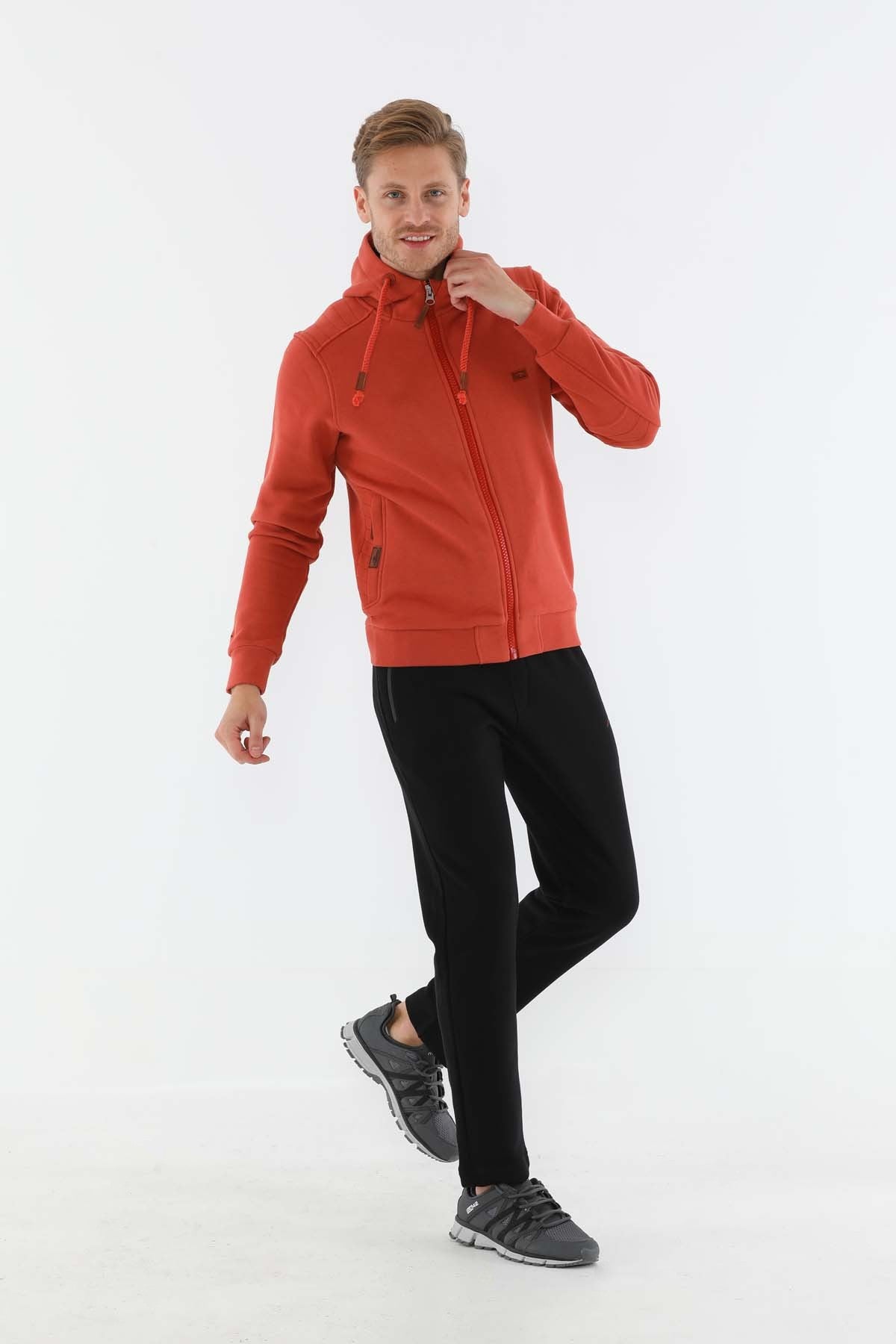 Regular Erkek Kapüşonlu Kiremit Tracktop