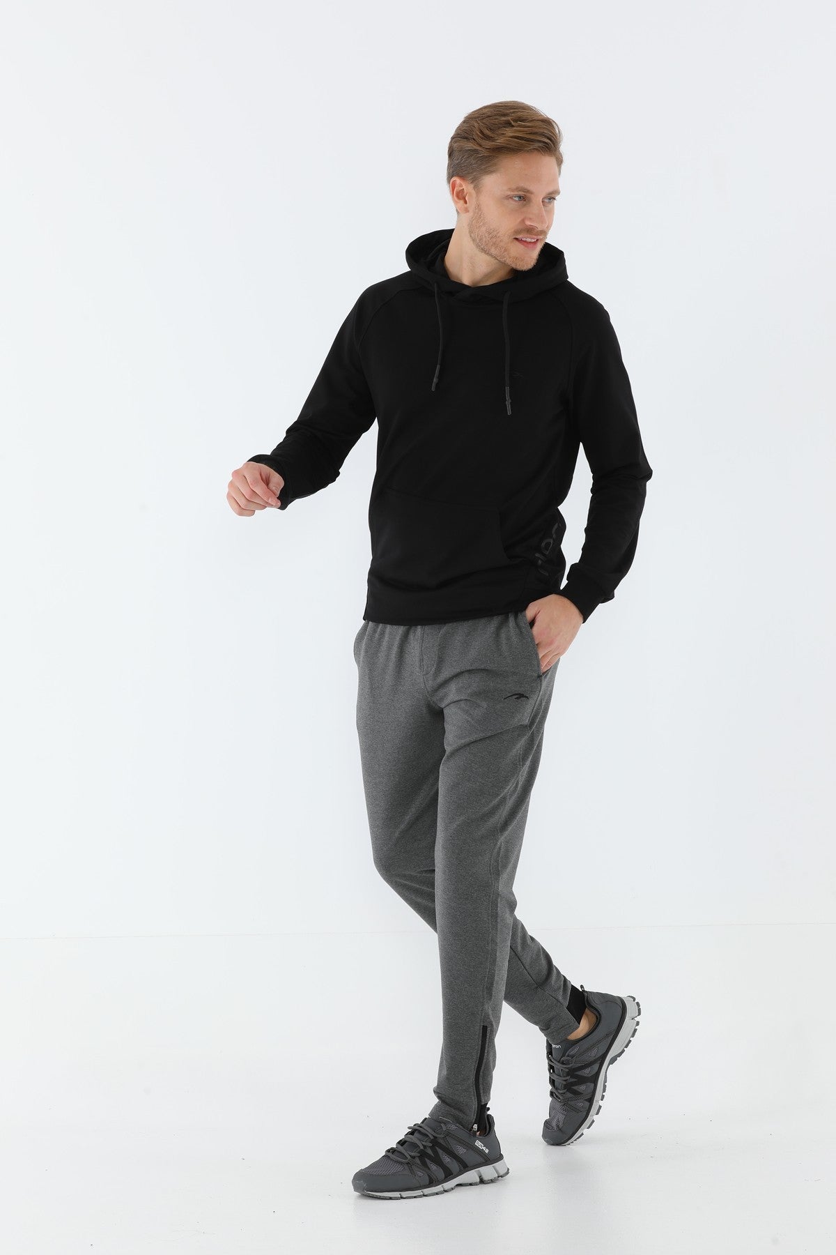 SlimFit Erkek Dar Paça Antramelanj Eşofman Altı