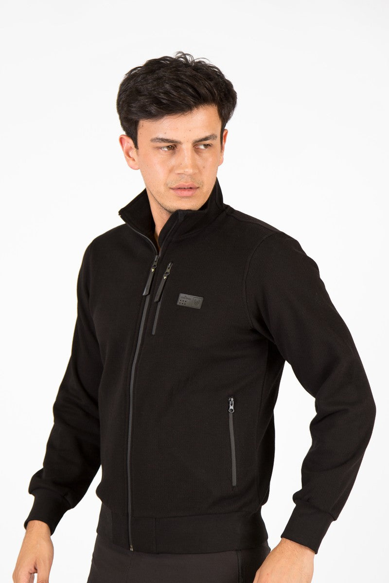 Regular Erkek Dik Yaka Siyah Tracktop