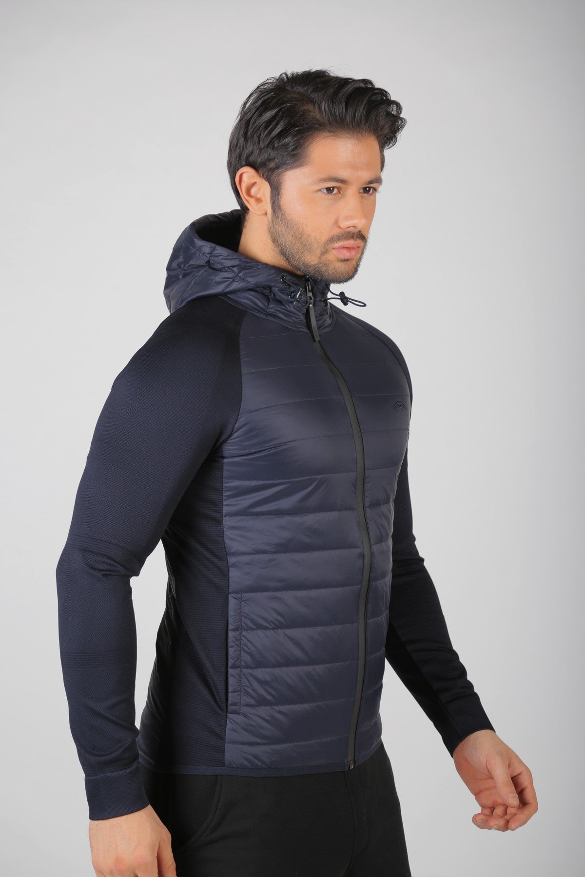 SlimFit Erkek Kapüşonlu Lacivert Ceket