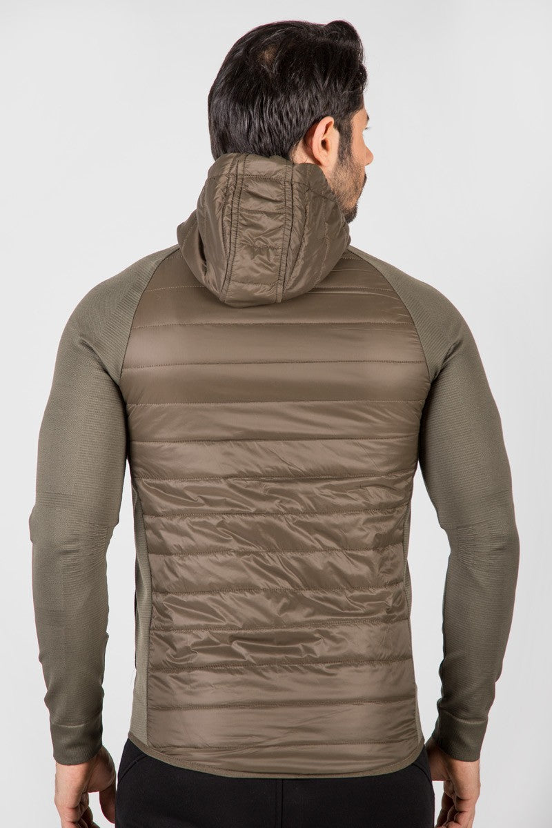 SlimFit Erkek Kapüşonlu Haki Ceket