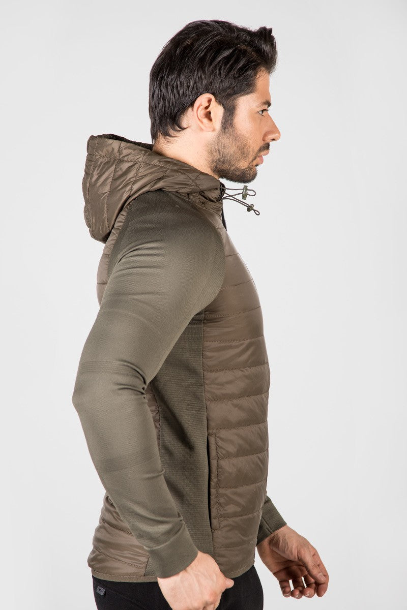 SlimFit Erkek Kapüşonlu Haki Ceket