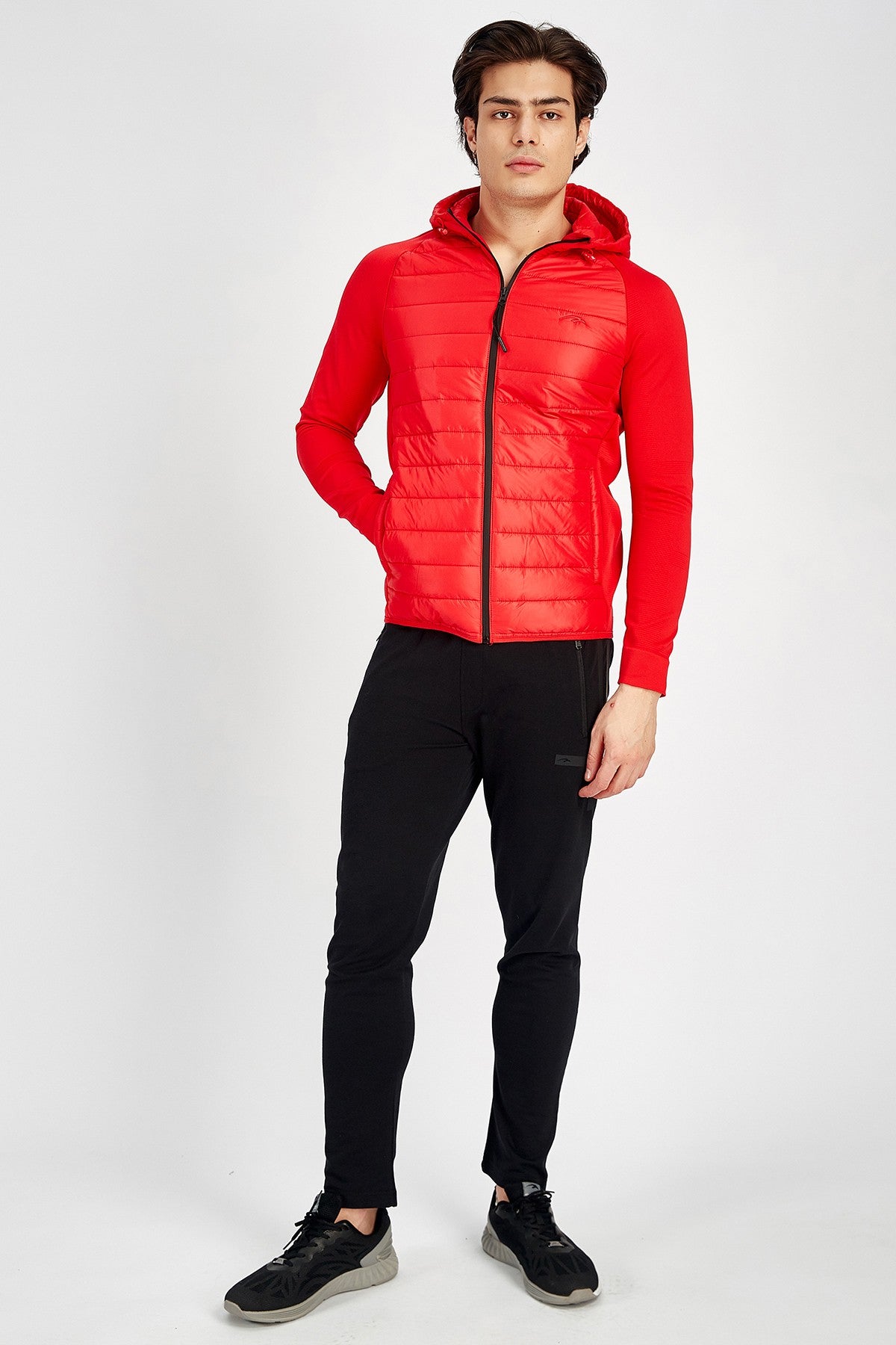 SlimFit Erkek Kapüşonlu Kırmızı Ceket
