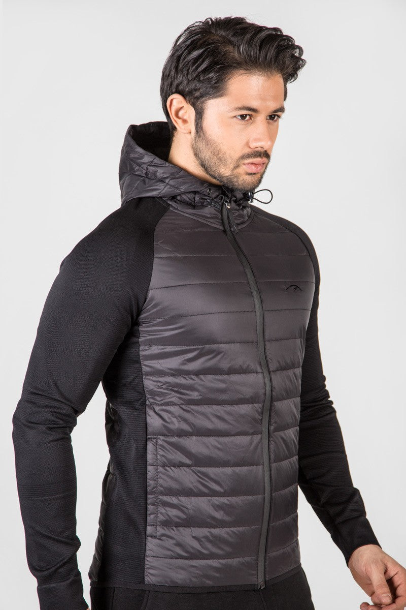 SlimFit Erkek Kapüşonlu Siyah Ceket