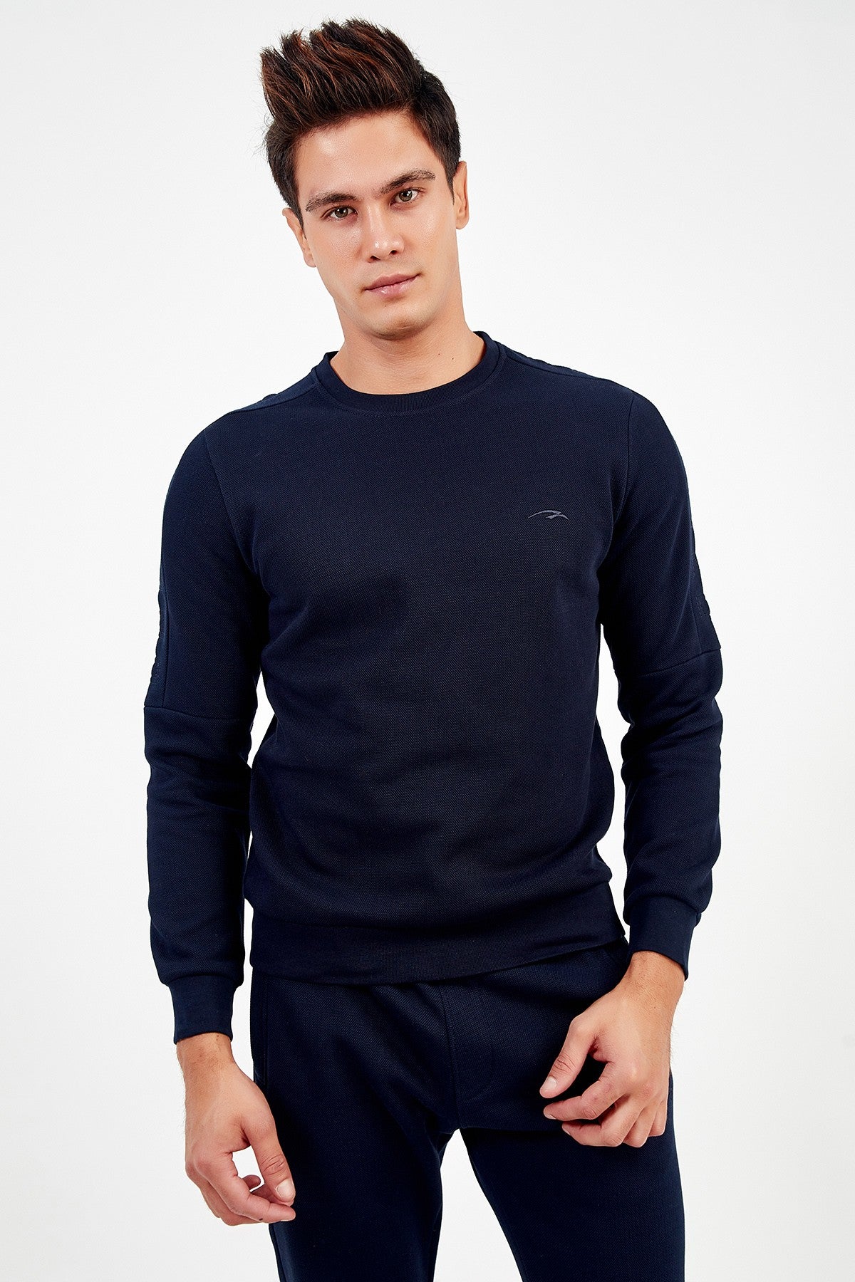 Comfort Erkek Bisiklet Yaka Lacivert Sweatshirt