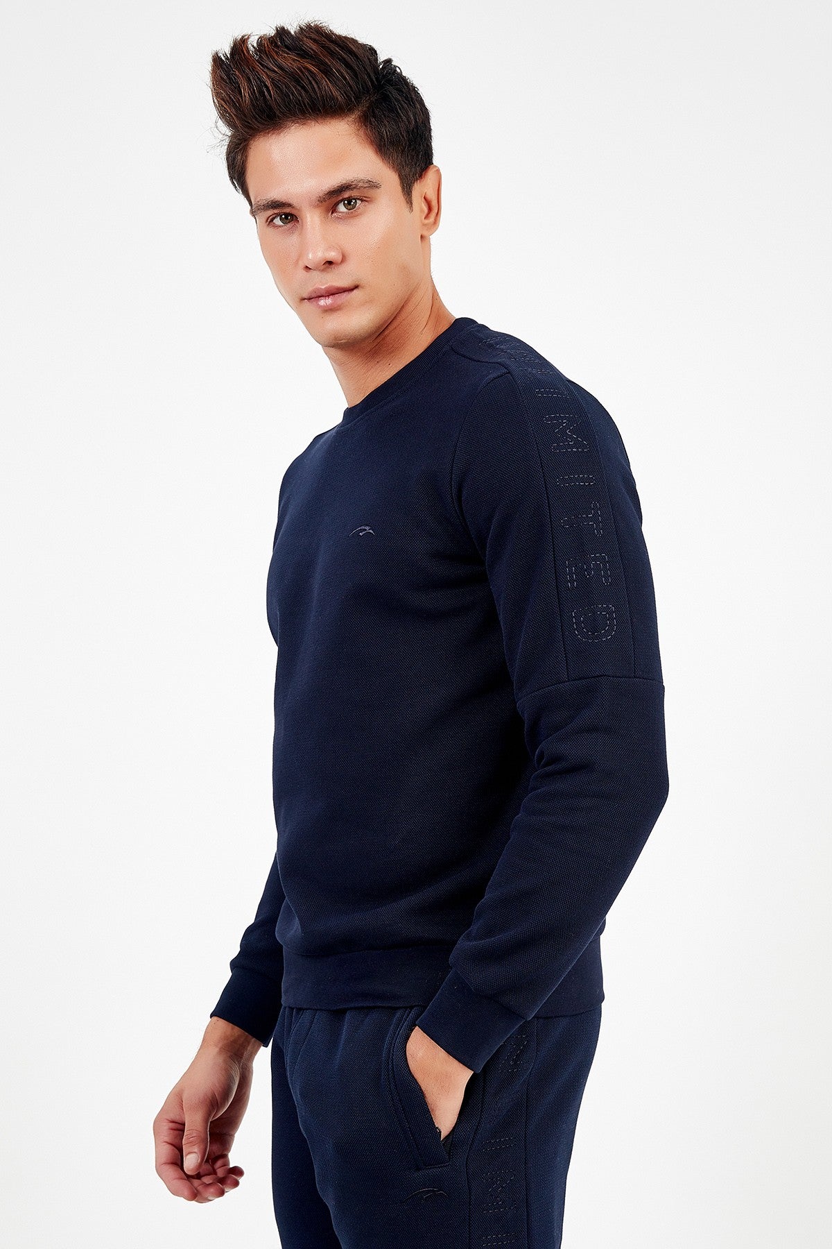 Comfort Erkek Bisiklet Yaka Lacivert Sweatshirt