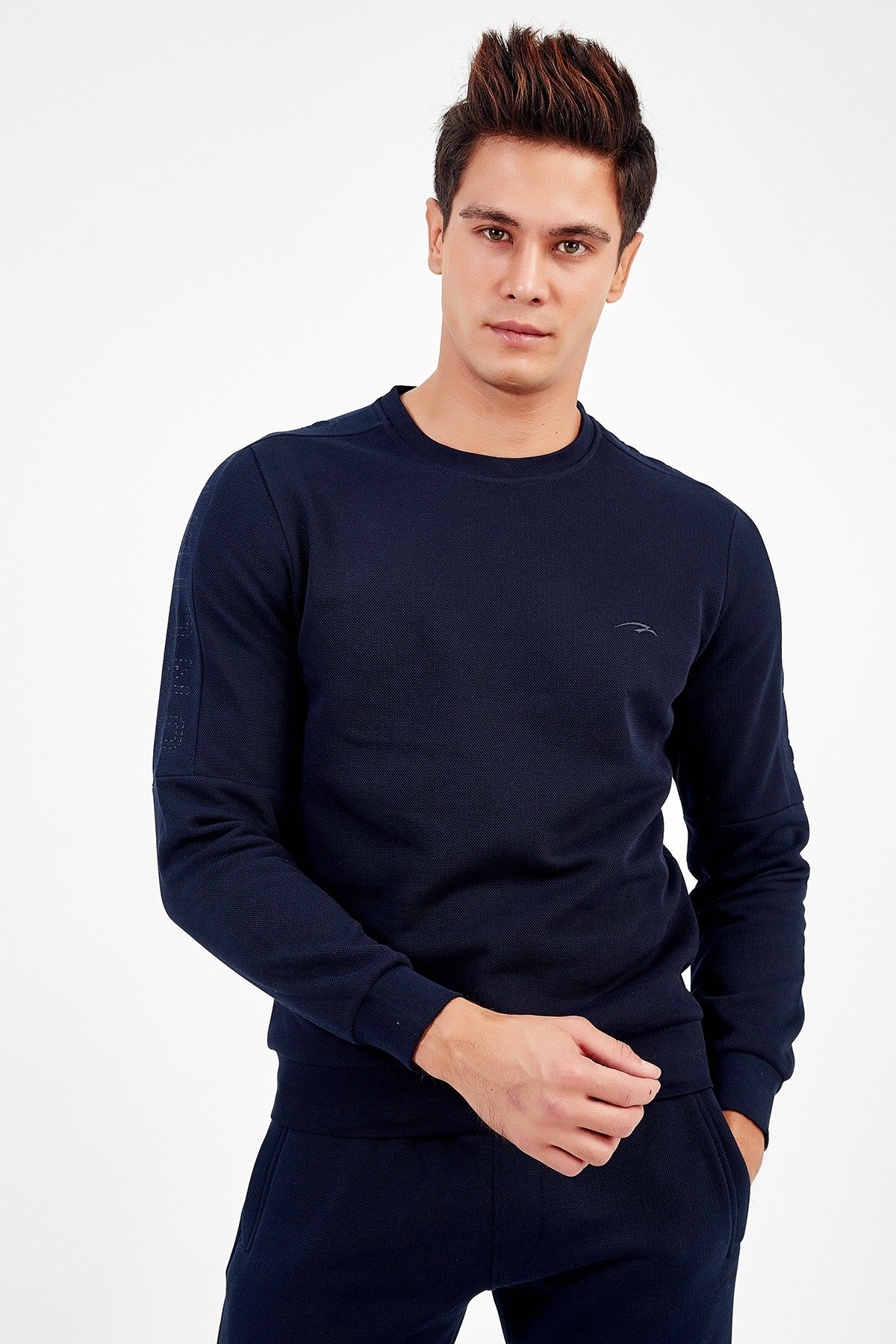 Comfort Erkek Bisiklet Yaka Lacivert Sweatshirt