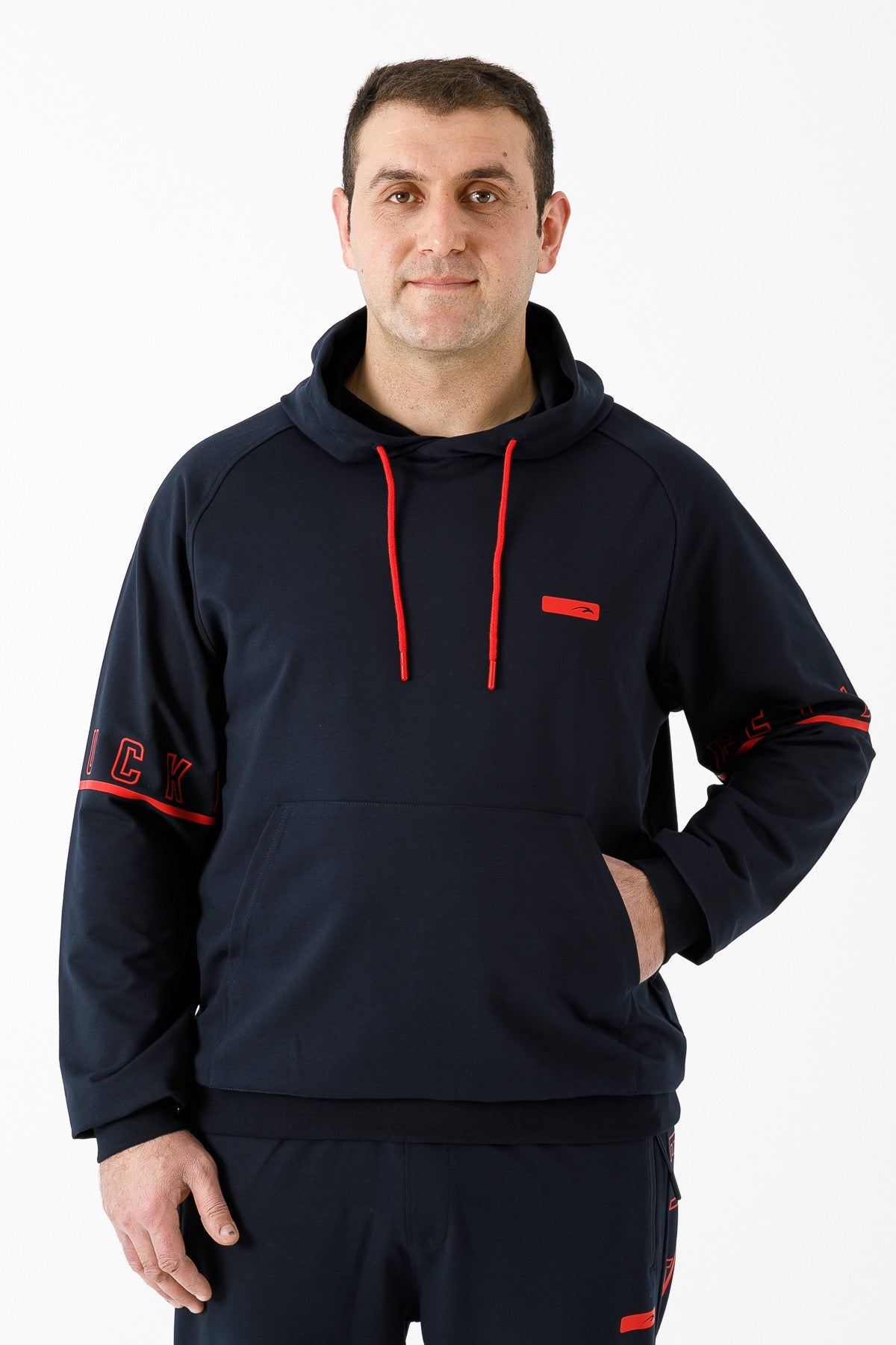 Büyük Beden Erkek Kapüşonlu Lacivert Sweatshirt