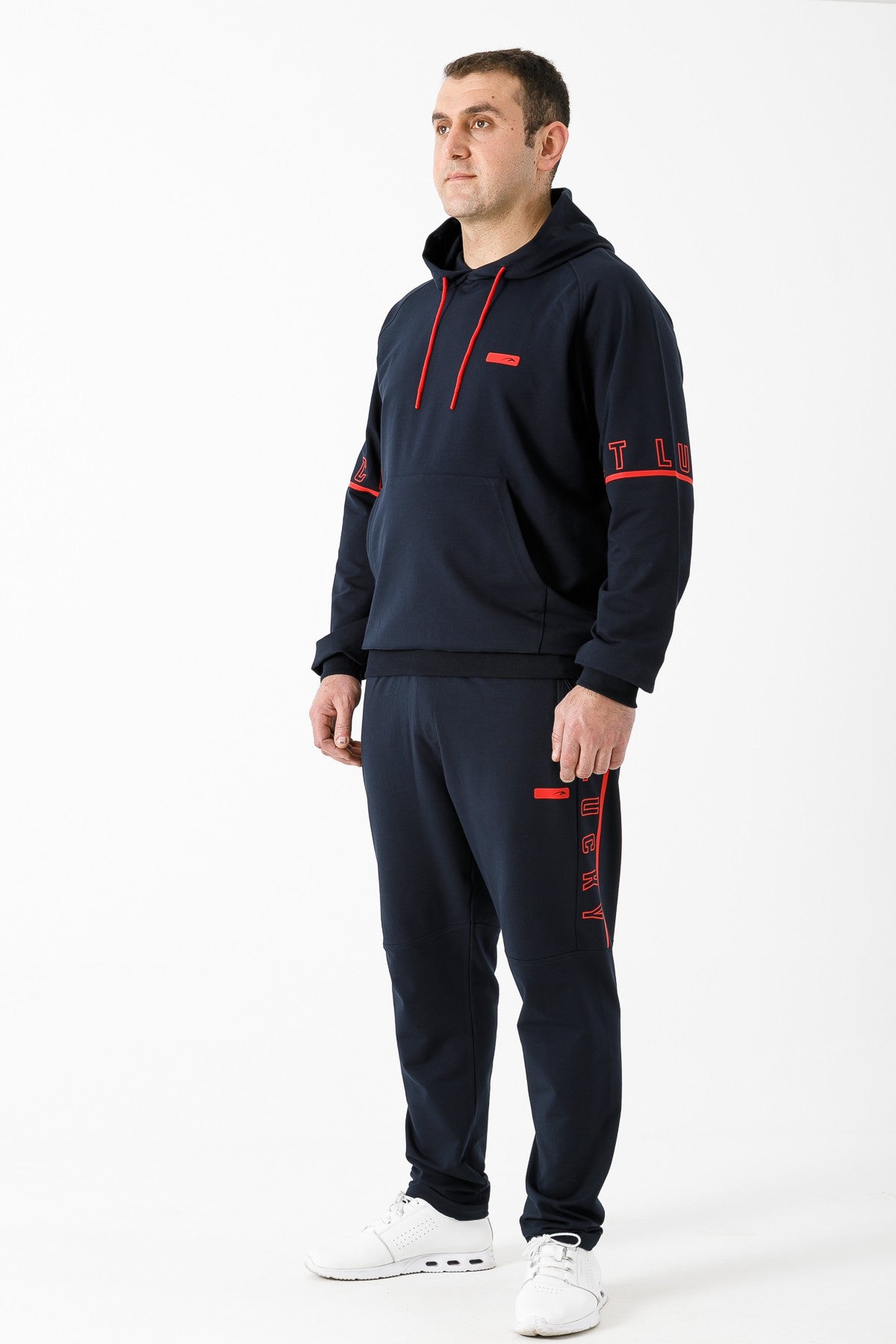 Büyük Beden Erkek Kapüşonlu Lacivert Sweatshirt