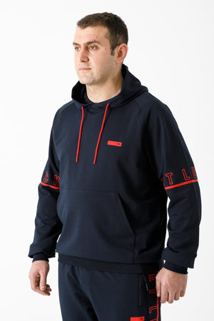 Büyük Beden Erkek Kapüşonlu Lacivert Sweatshirt