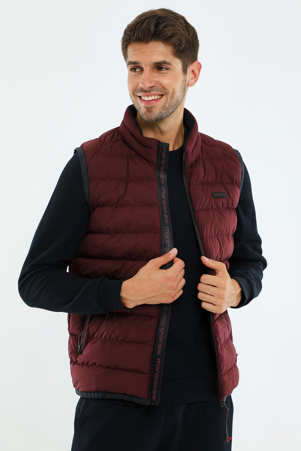 Regular Erkek Dik Yaka Bordo Yelek
