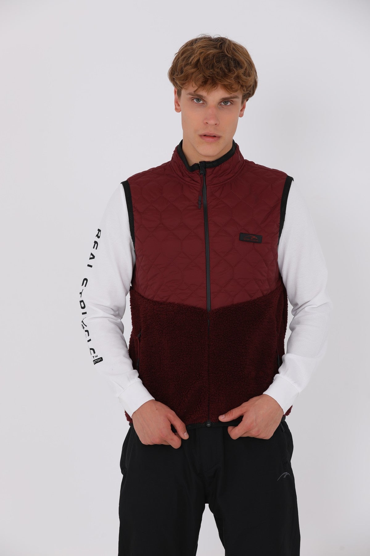 Regular Erkek Dik Yaka Bordo Yelek