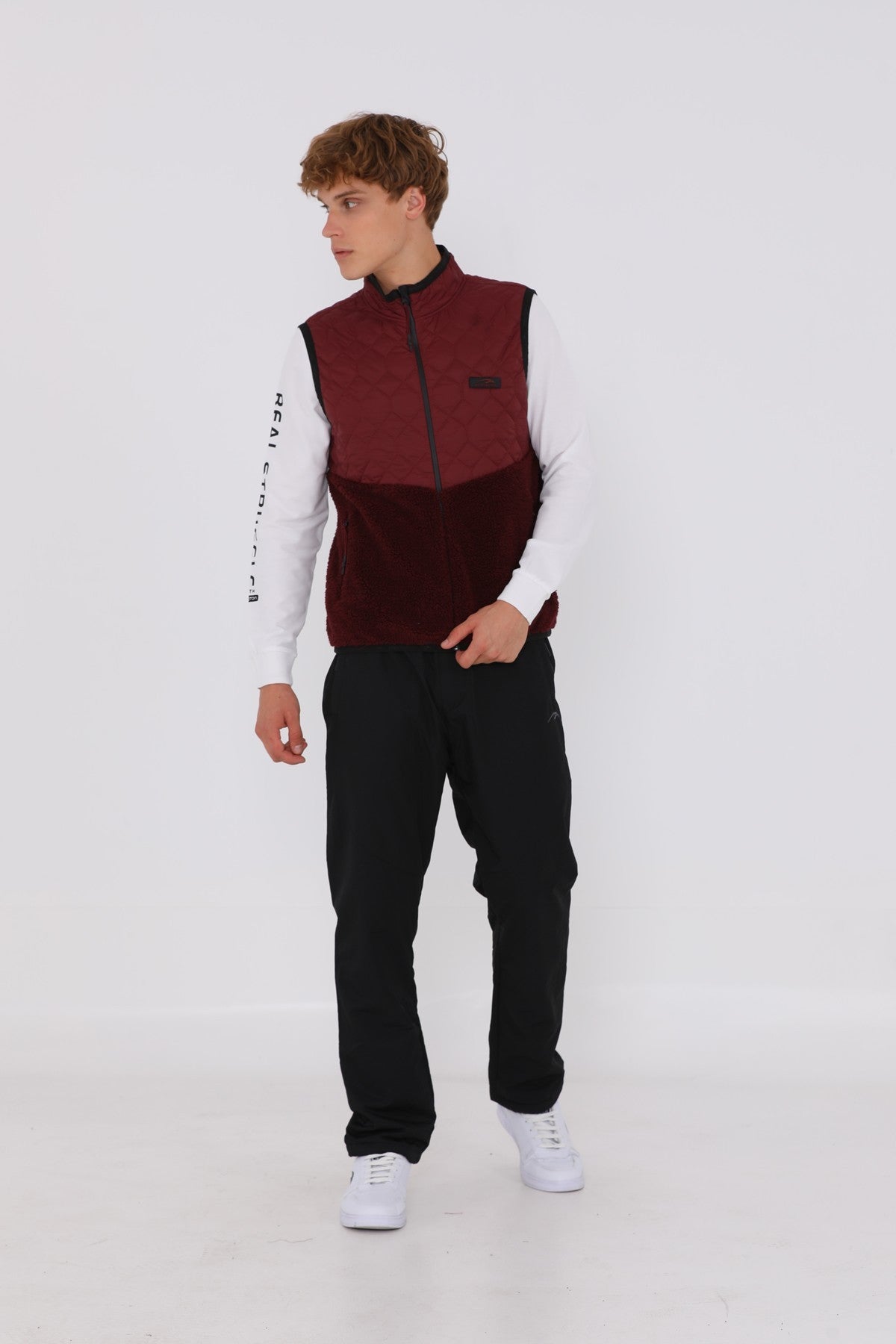 Regular Erkek Dik Yaka Bordo Yelek