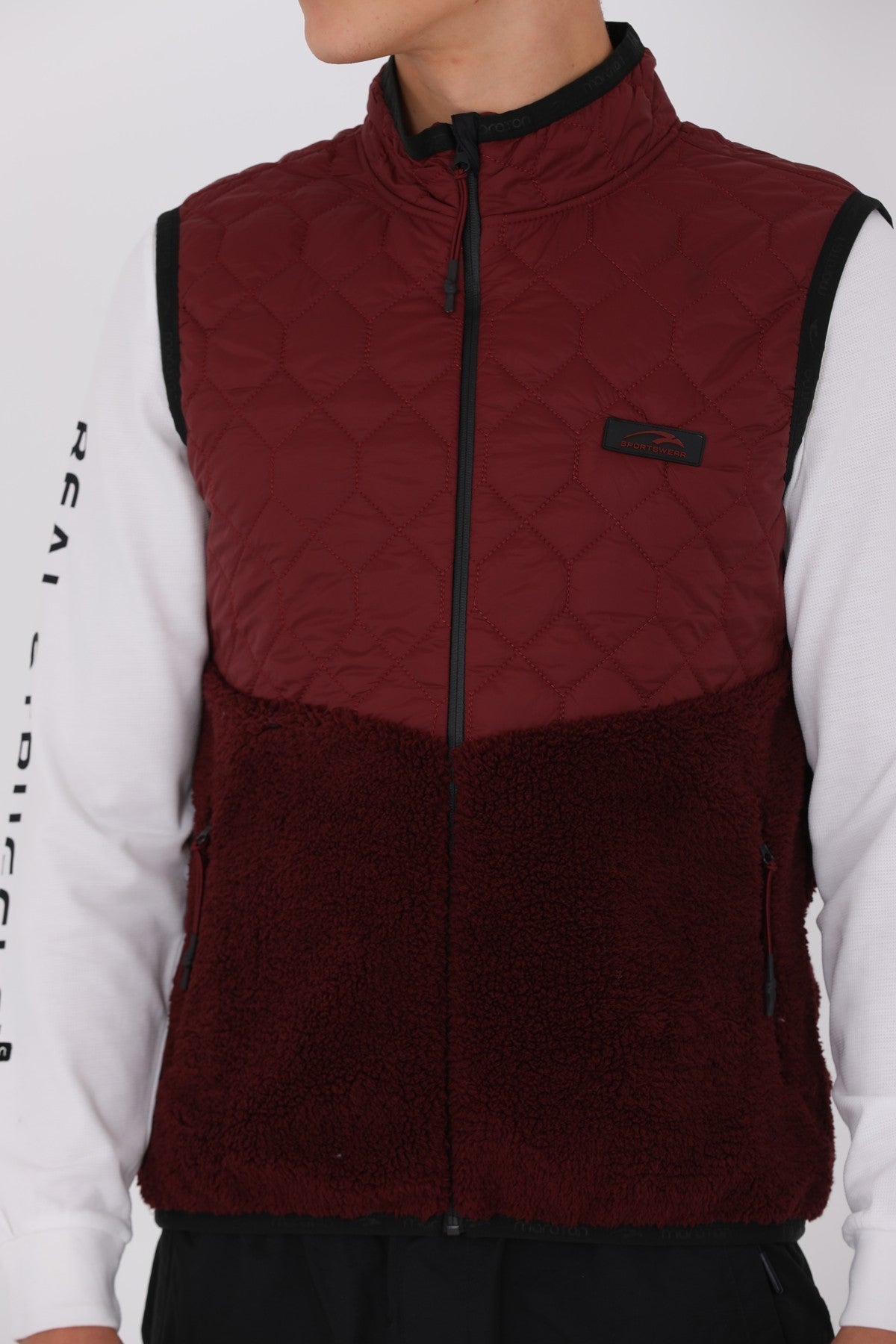 Regular Erkek Dik Yaka Bordo Yelek