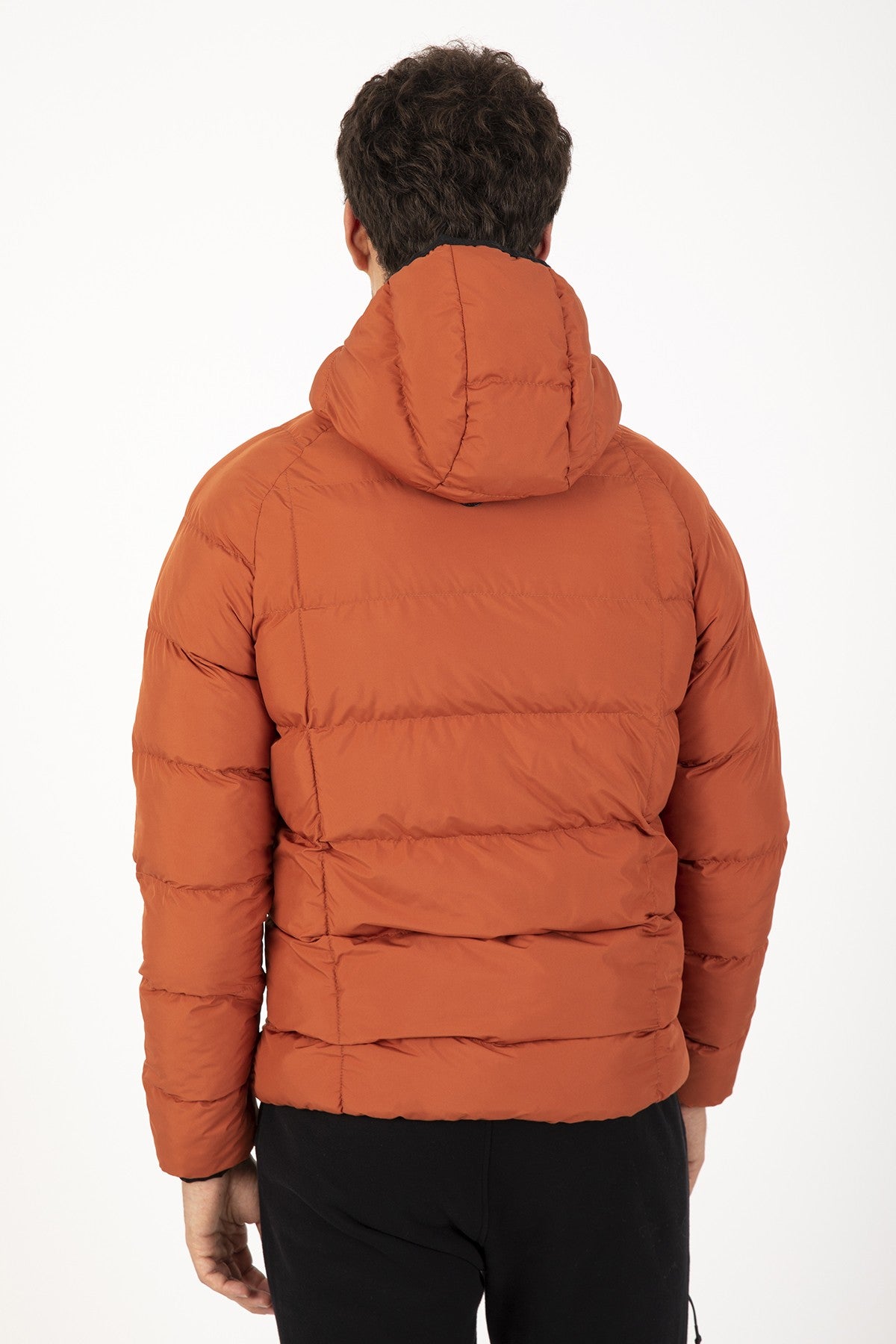 Regular Erkek Kapüşonlu Kiremit Mont