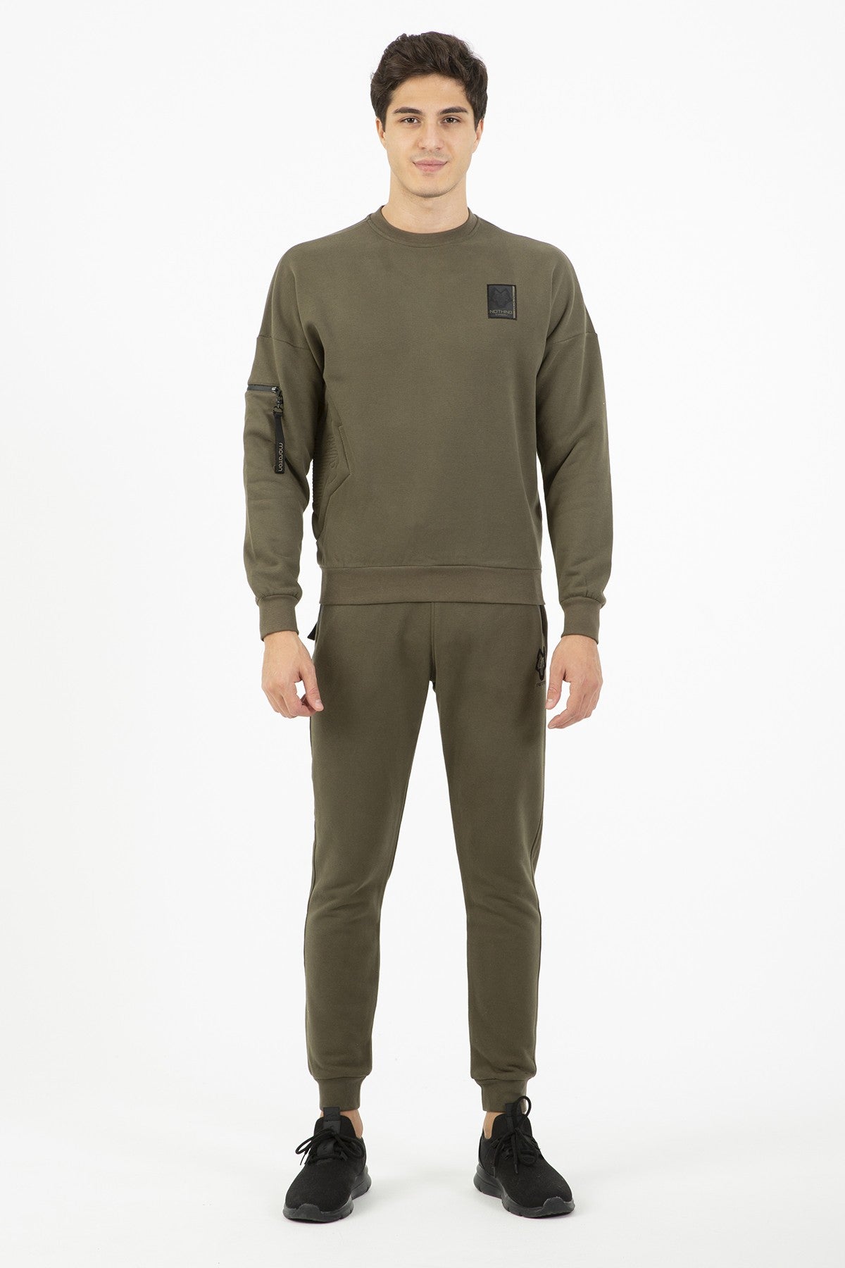 Comfort Erkek Bisiklet Yaka Haki Sweatshirt