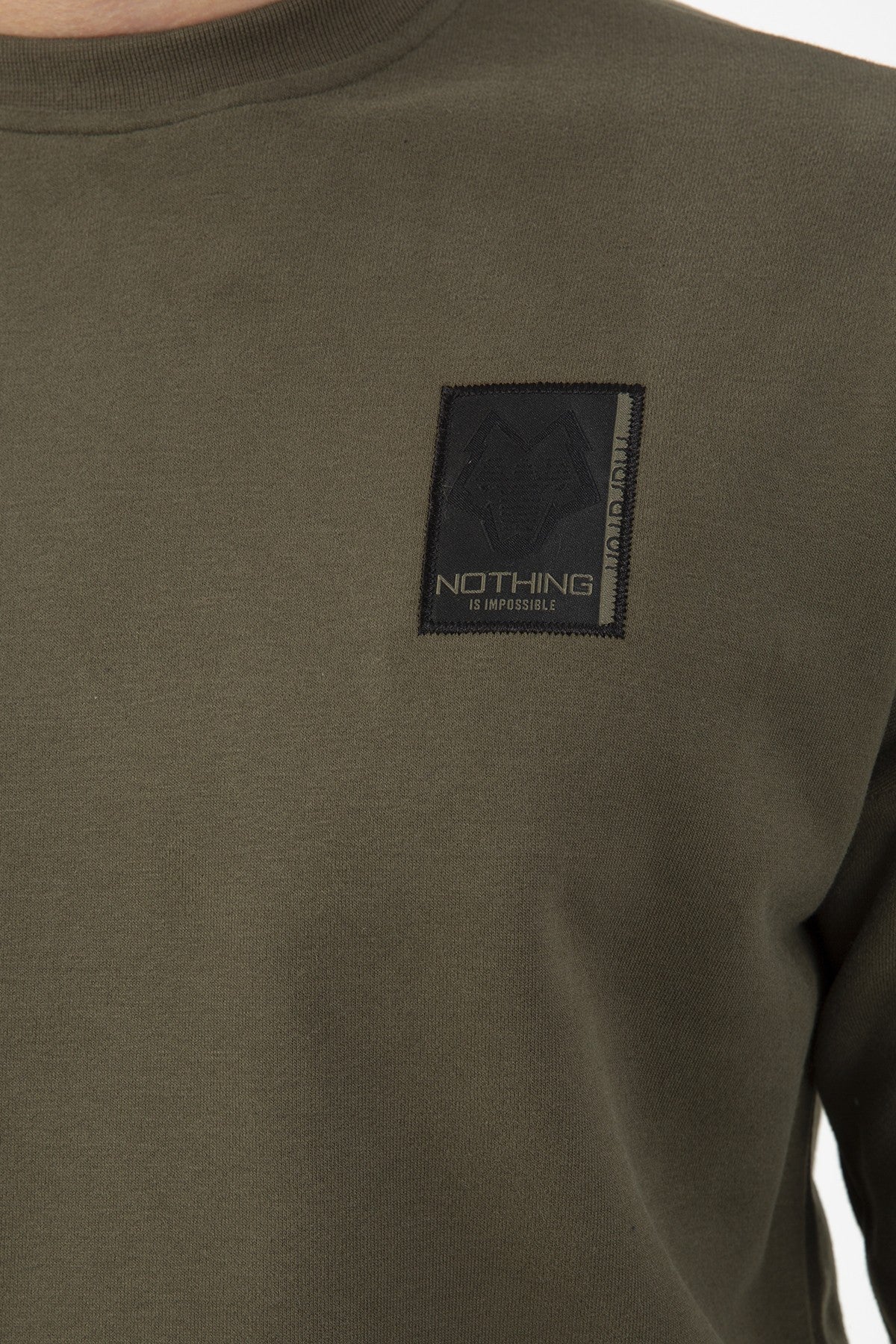 Comfort Erkek Bisiklet Yaka Haki Sweatshirt