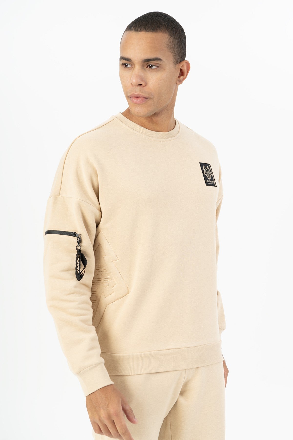 Comfort Erkek Bisiklet Yaka Taş Sweatshirt