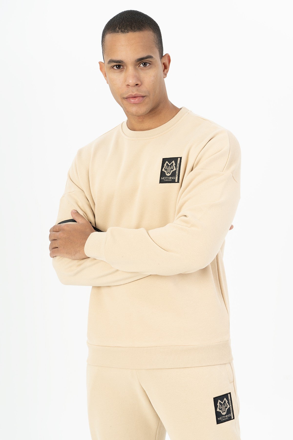 Comfort Erkek Bisiklet Yaka Taş Sweatshirt