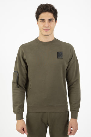 Comfort Erkek Bisiklet Yaka Haki Sweatshirt