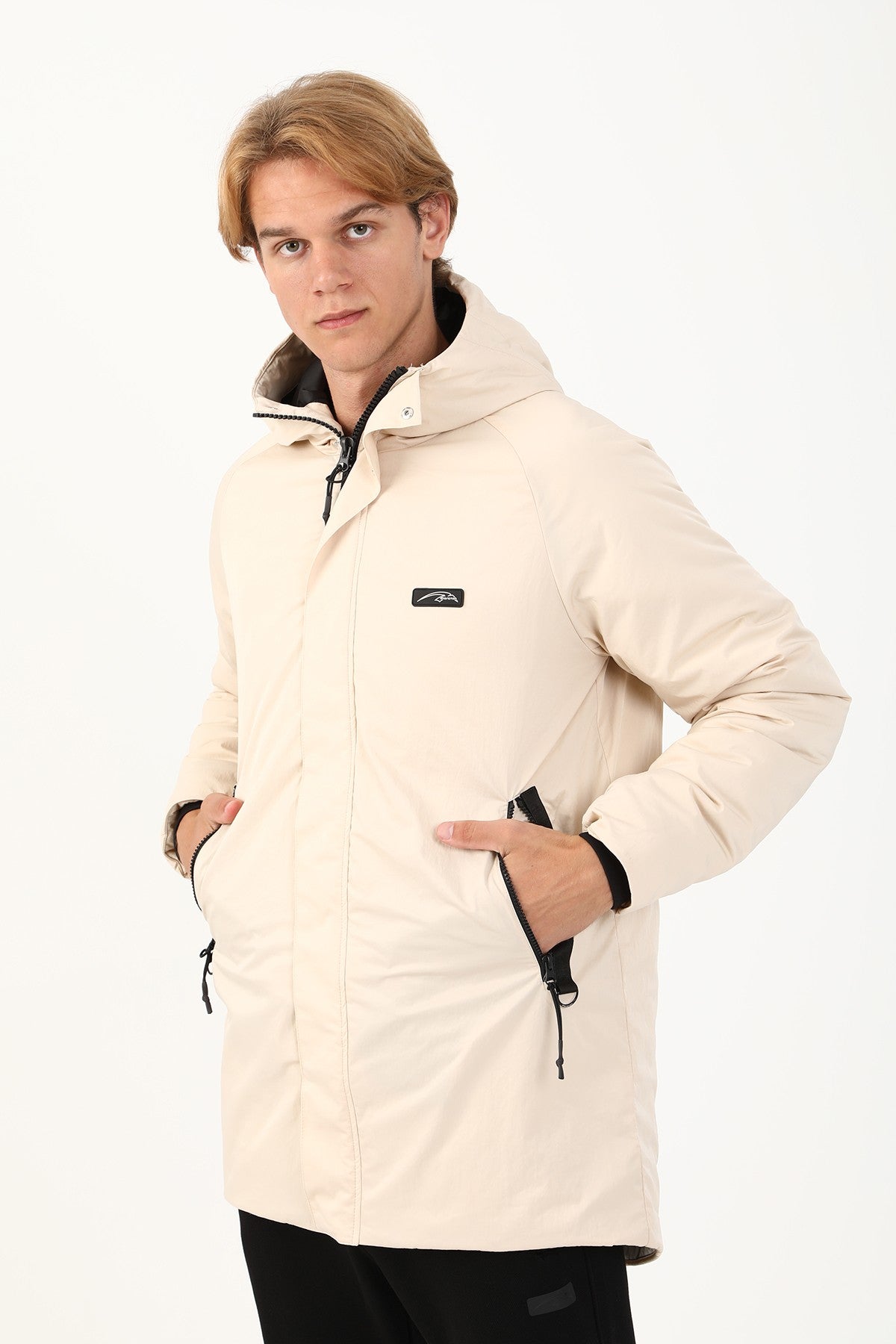 Regular Erkek Kapüşonlu Taş Parka