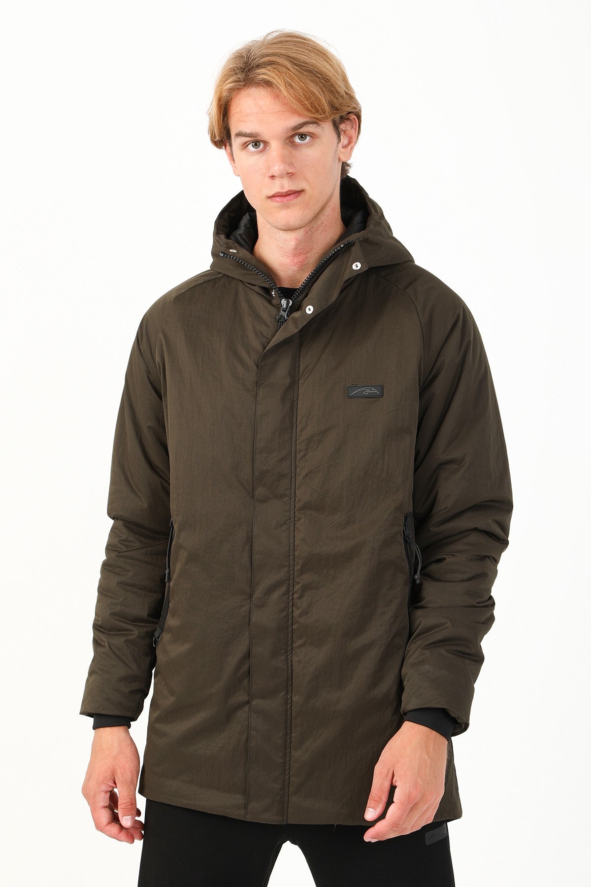 Regular Erkek Kapüşonlu Haki Parka