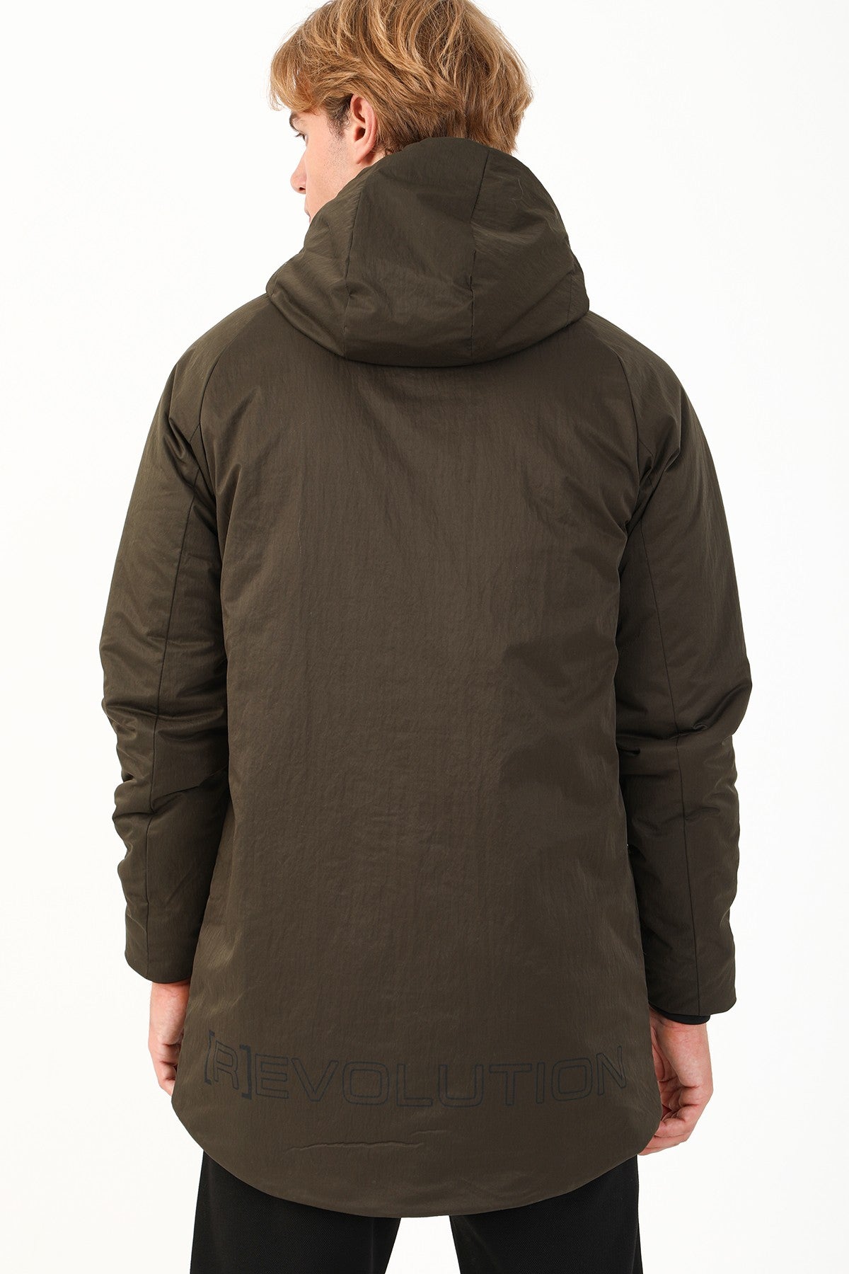 Regular Erkek Kapüşonlu Haki Parka