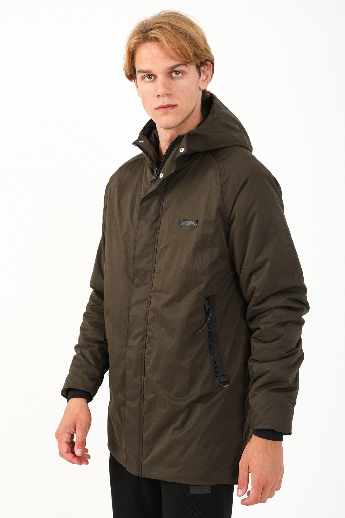 Regular Erkek Kapüşonlu Haki Parka
