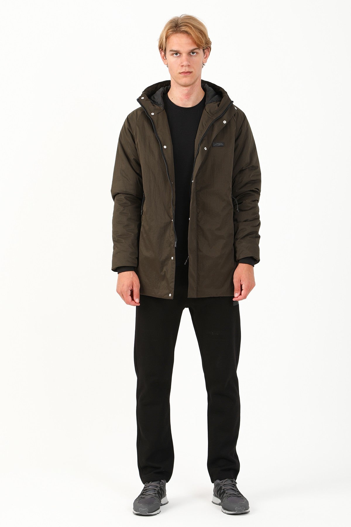 Regular Erkek Kapüşonlu Haki Parka