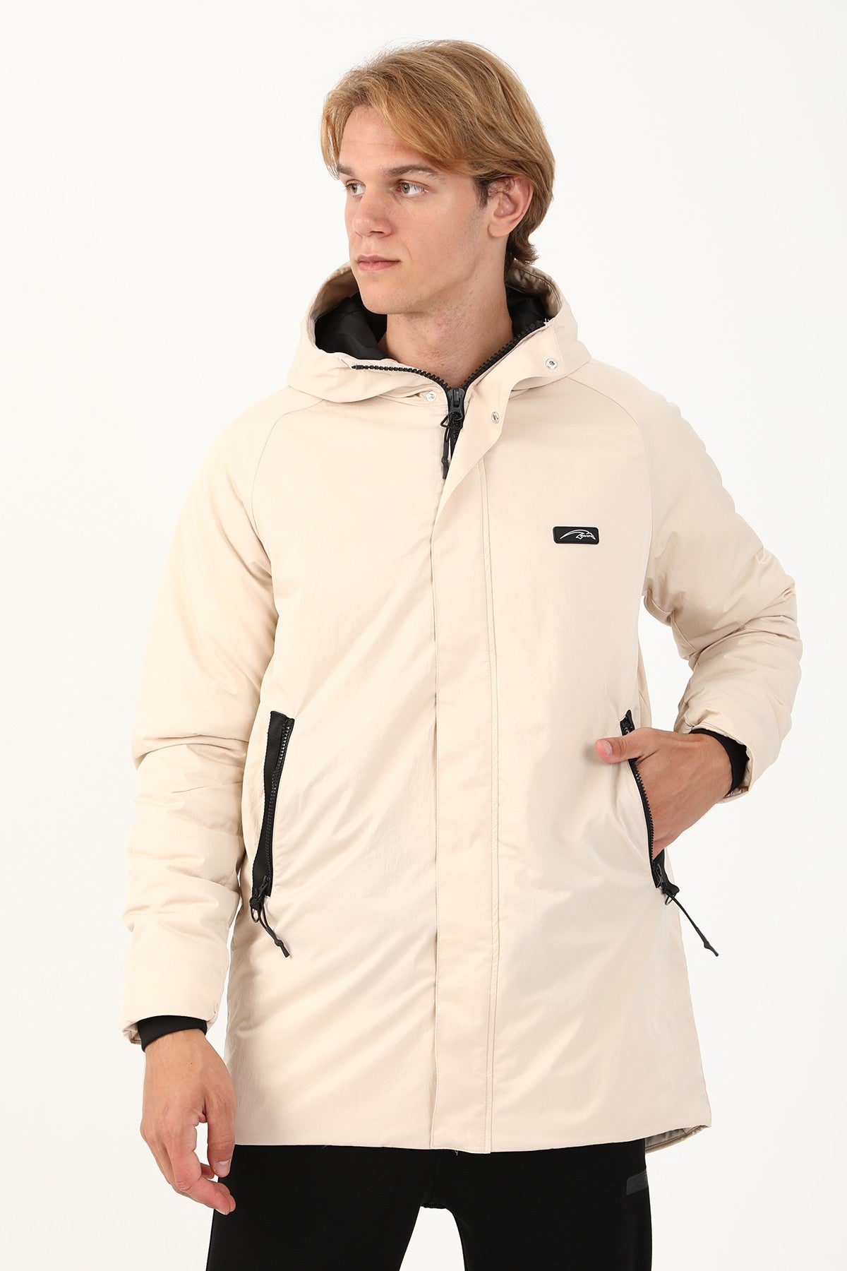 Regular Erkek Kapüşonlu Taş Parka