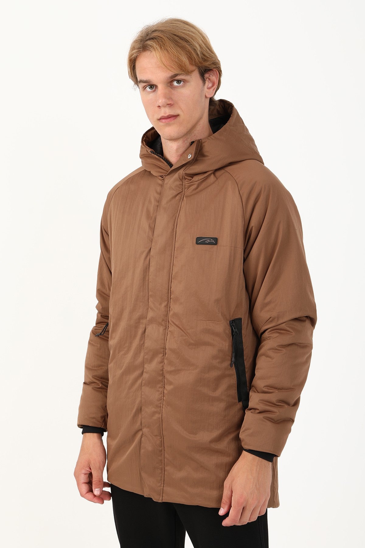 Regular Erkek Kapüşonlu Kahverengi Parka