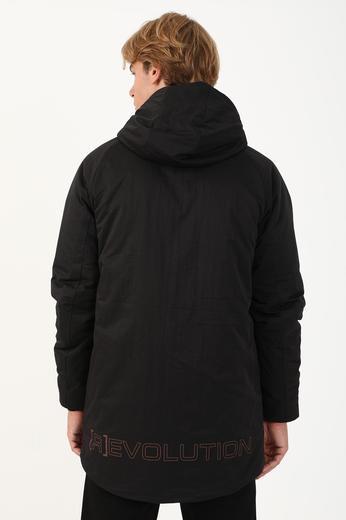 Regular Erkek Kapüşonlu Siyah Parka
