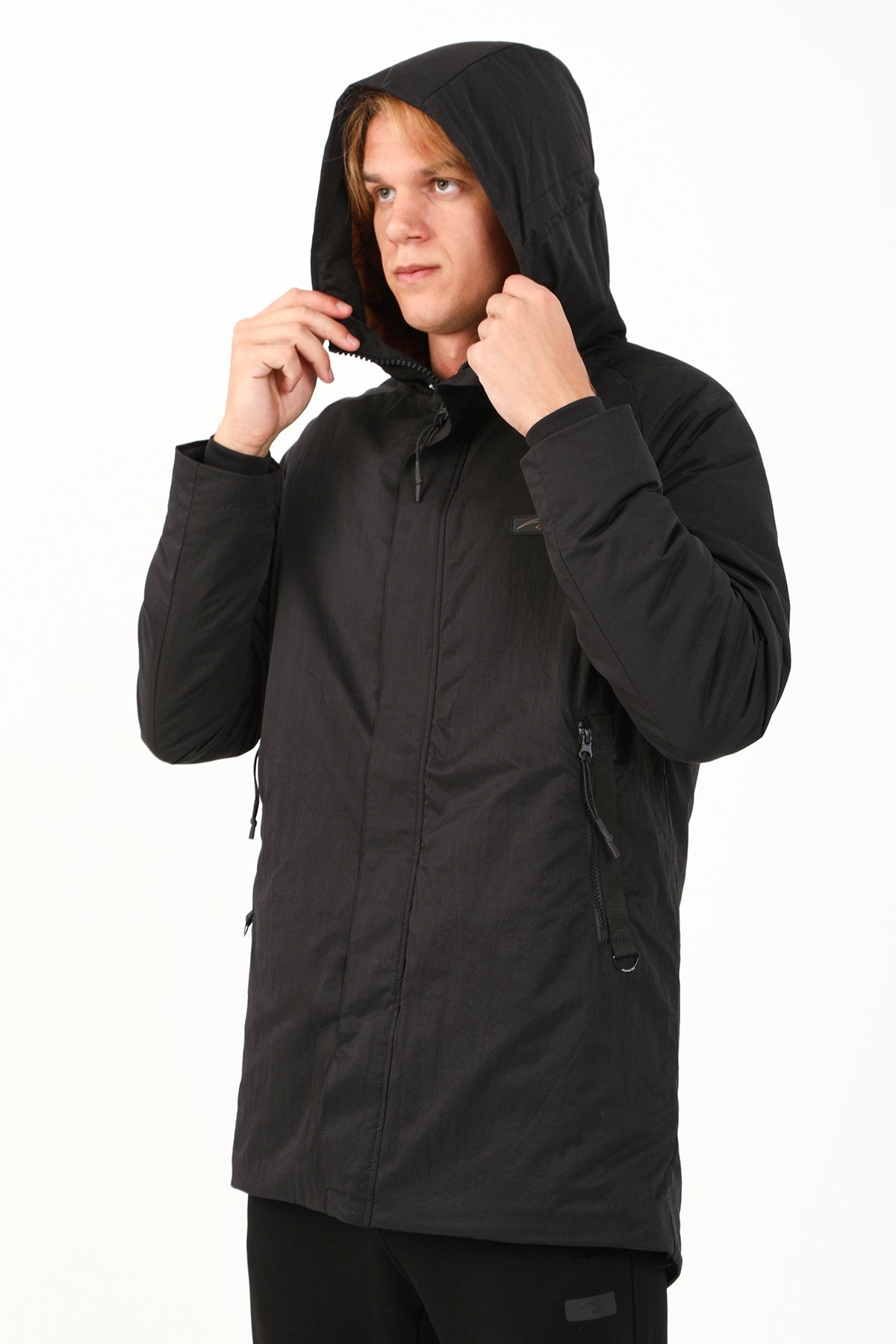 Regular Erkek Kapüşonlu Siyah Parka