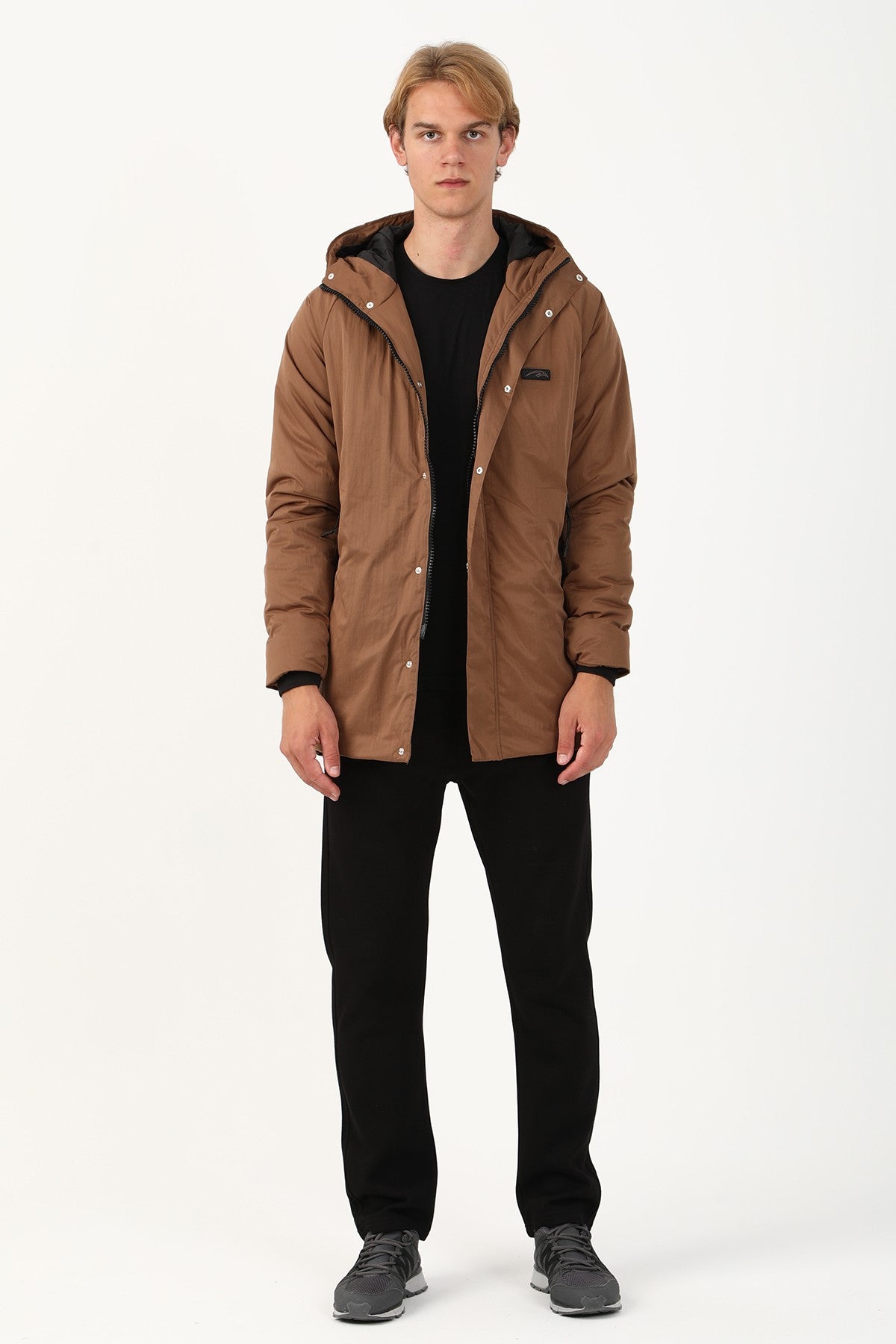 Regular Erkek Kapüşonlu Kahverengi Parka