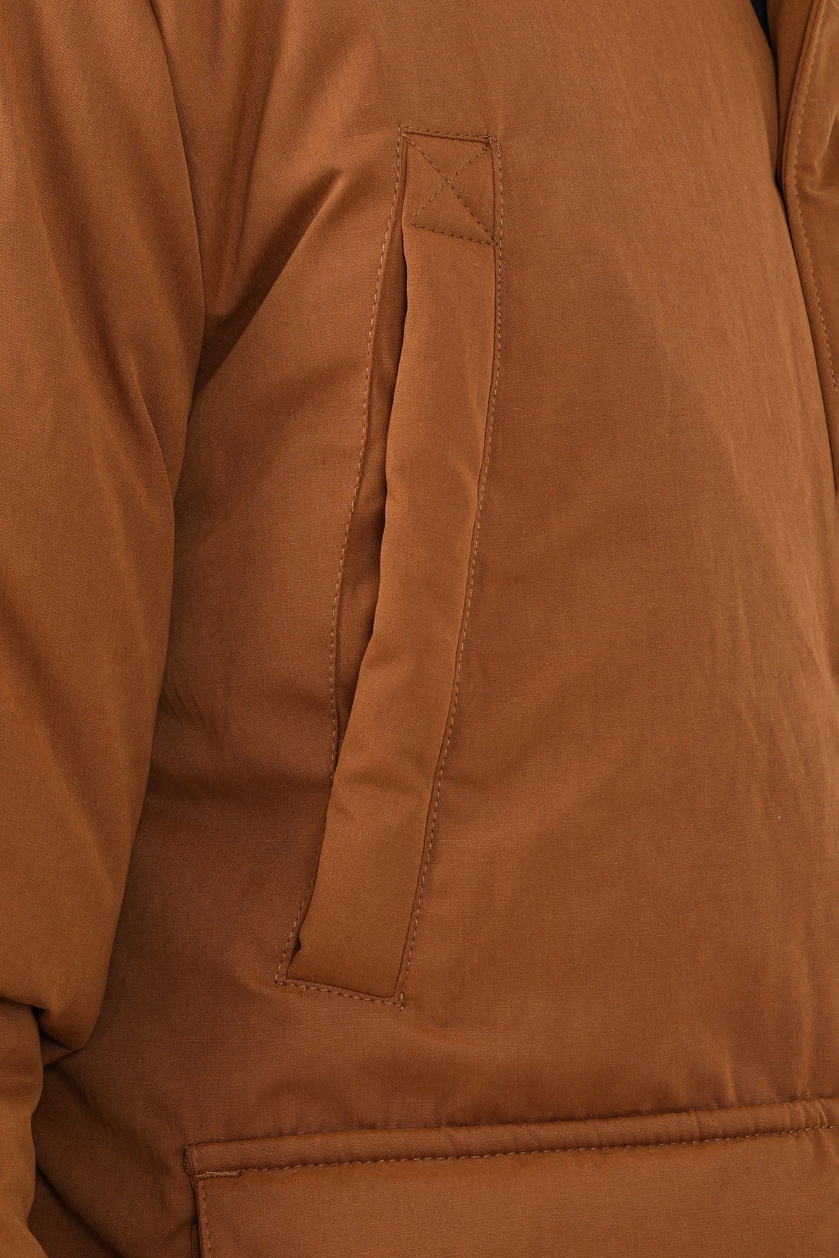 Regular Erkek Kapüşonlu Koyu Bej Parka