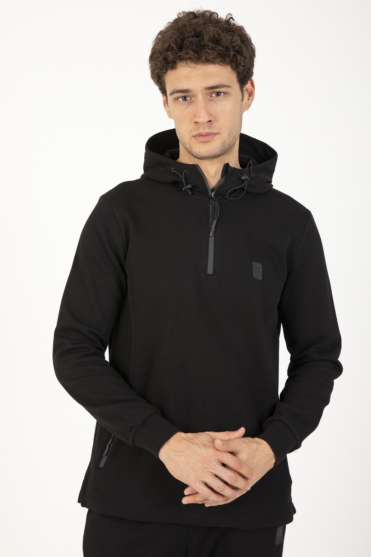 Comfort Erkek Kapüşonlu Siyah Sweatshirt