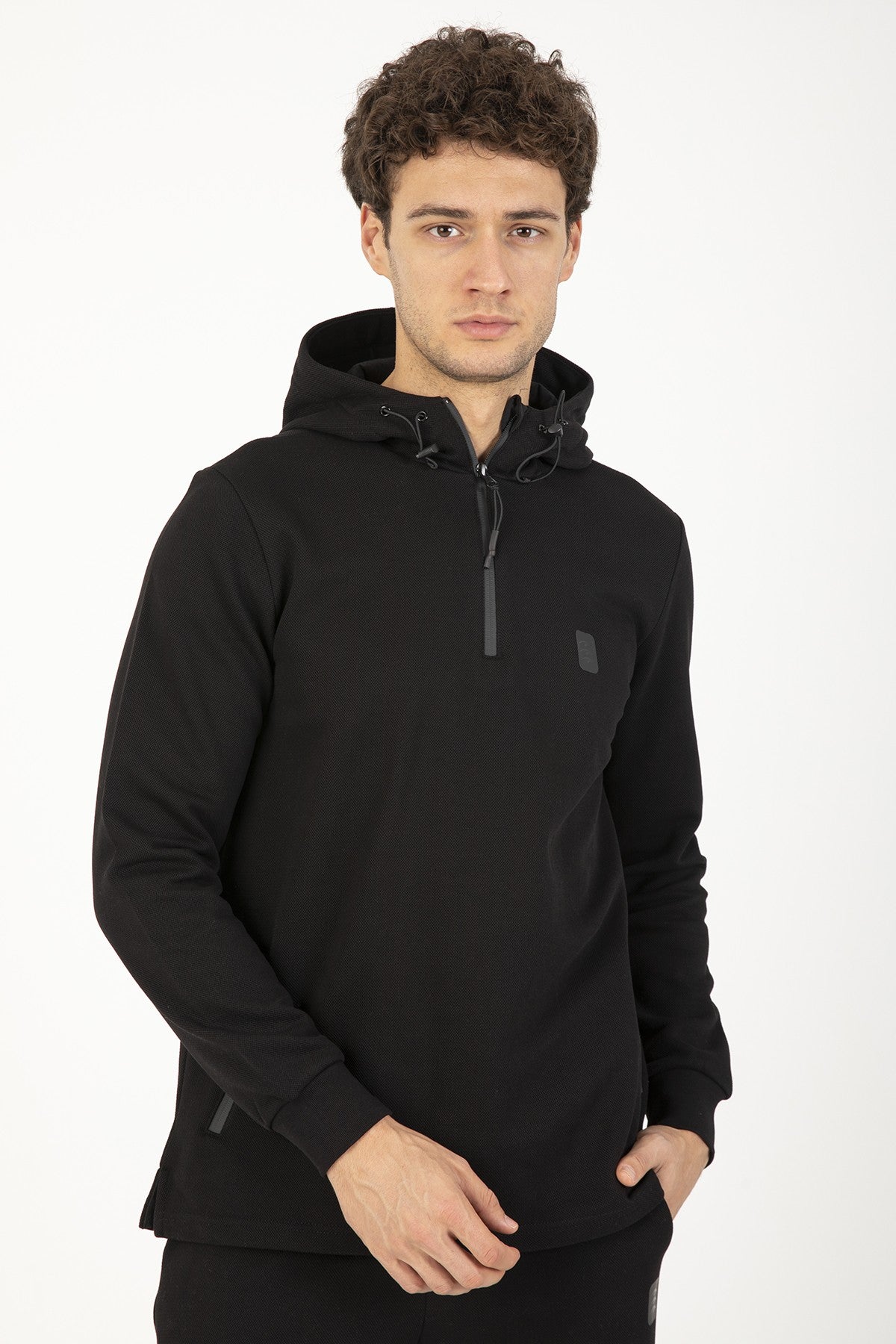 Comfort Erkek Kapüşonlu Siyah Sweatshirt