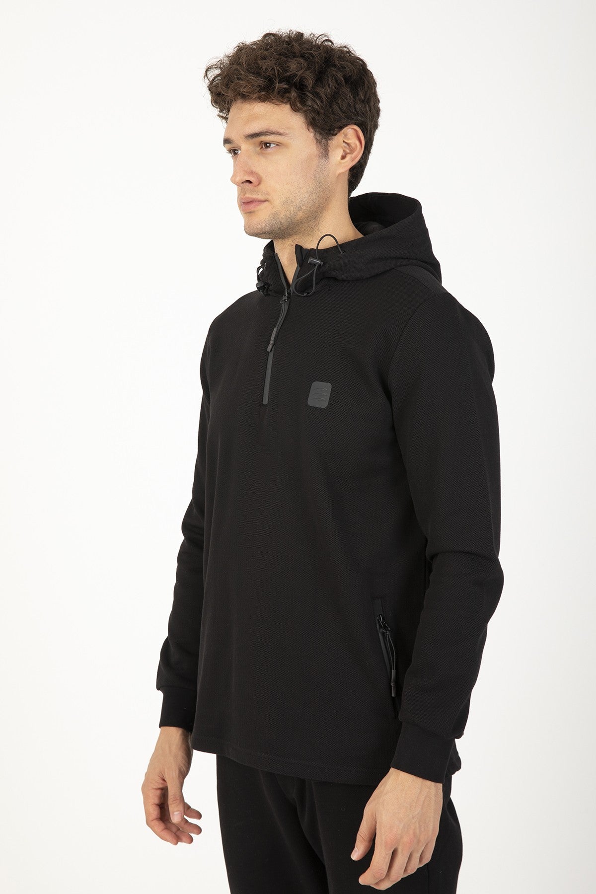 Comfort Erkek Kapüşonlu Siyah Sweatshirt