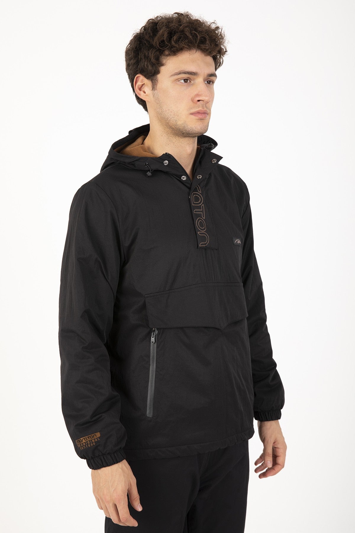 Comfort Erkek Kapüşonlu Siyah Yağmurluk