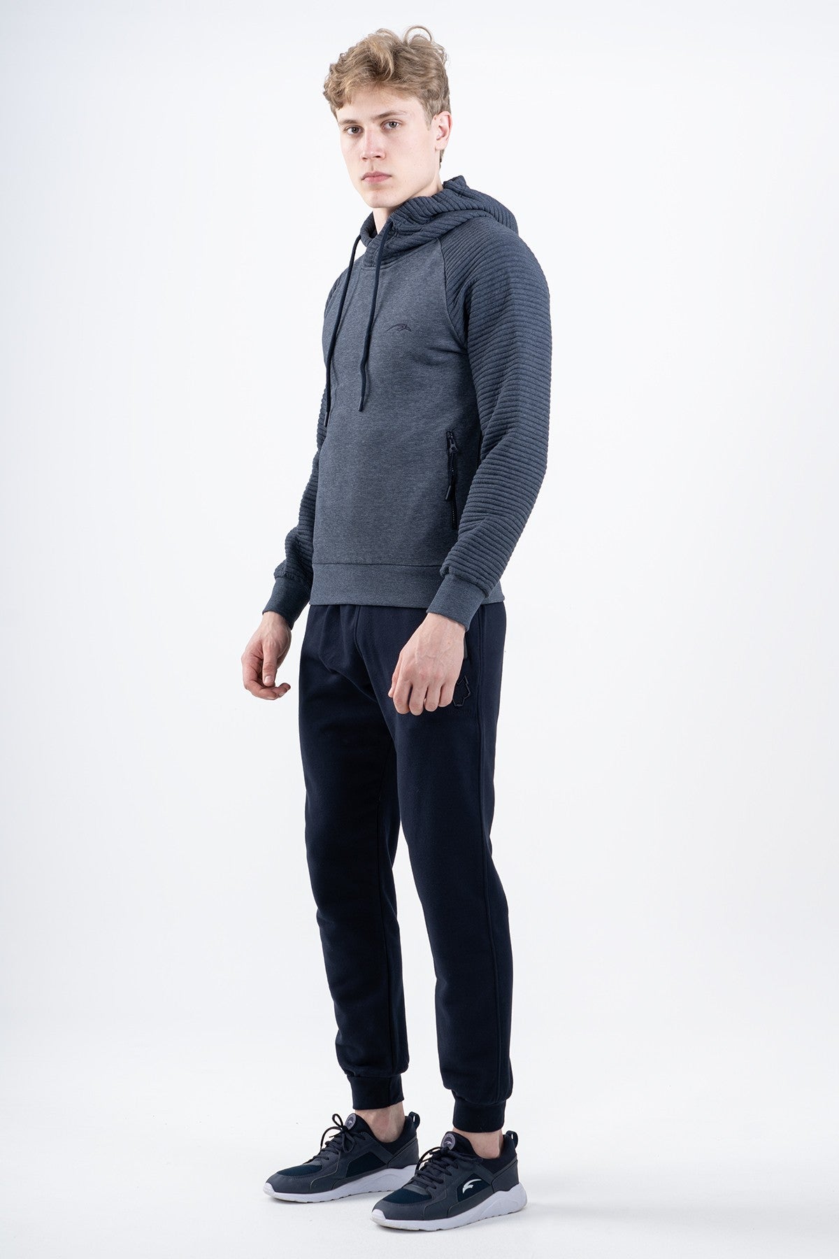Regular Erkek Kapüşonlu Lacivert Sweatshirt