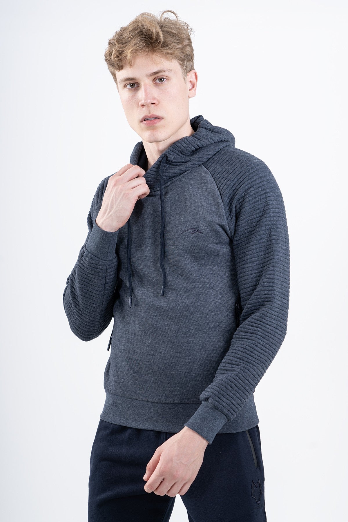 Regular Erkek Kapüşonlu Lacivert Sweatshirt