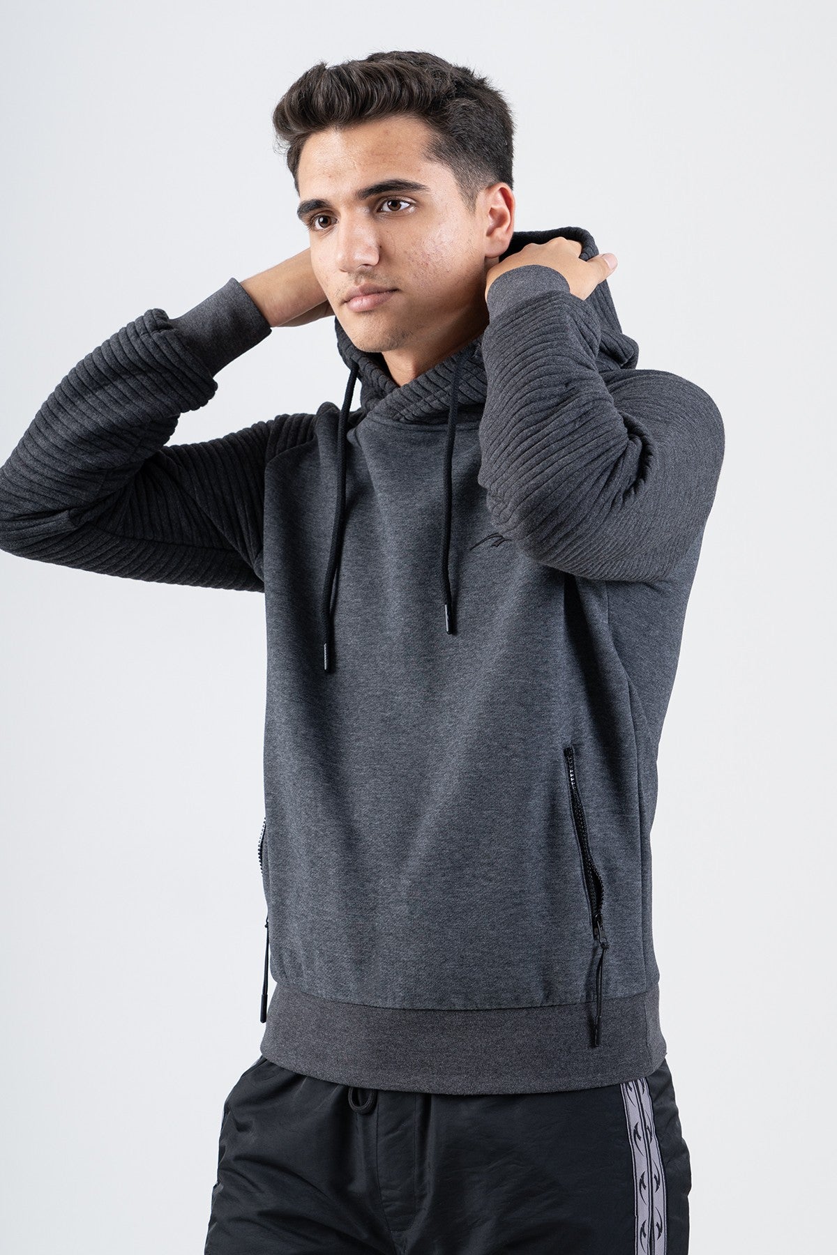 Regular Erkek Kapüşonlu Siyah Sweatshirt