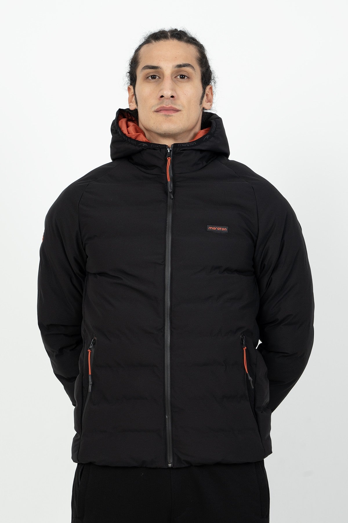 Regular Erkek Kapüşonlu Siyah Mont