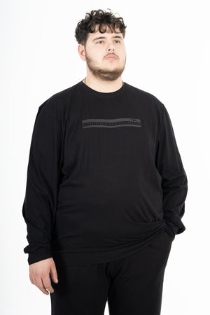 Büyük Beden Erkek Bisiklet Yaka Siyah Sweatshirt