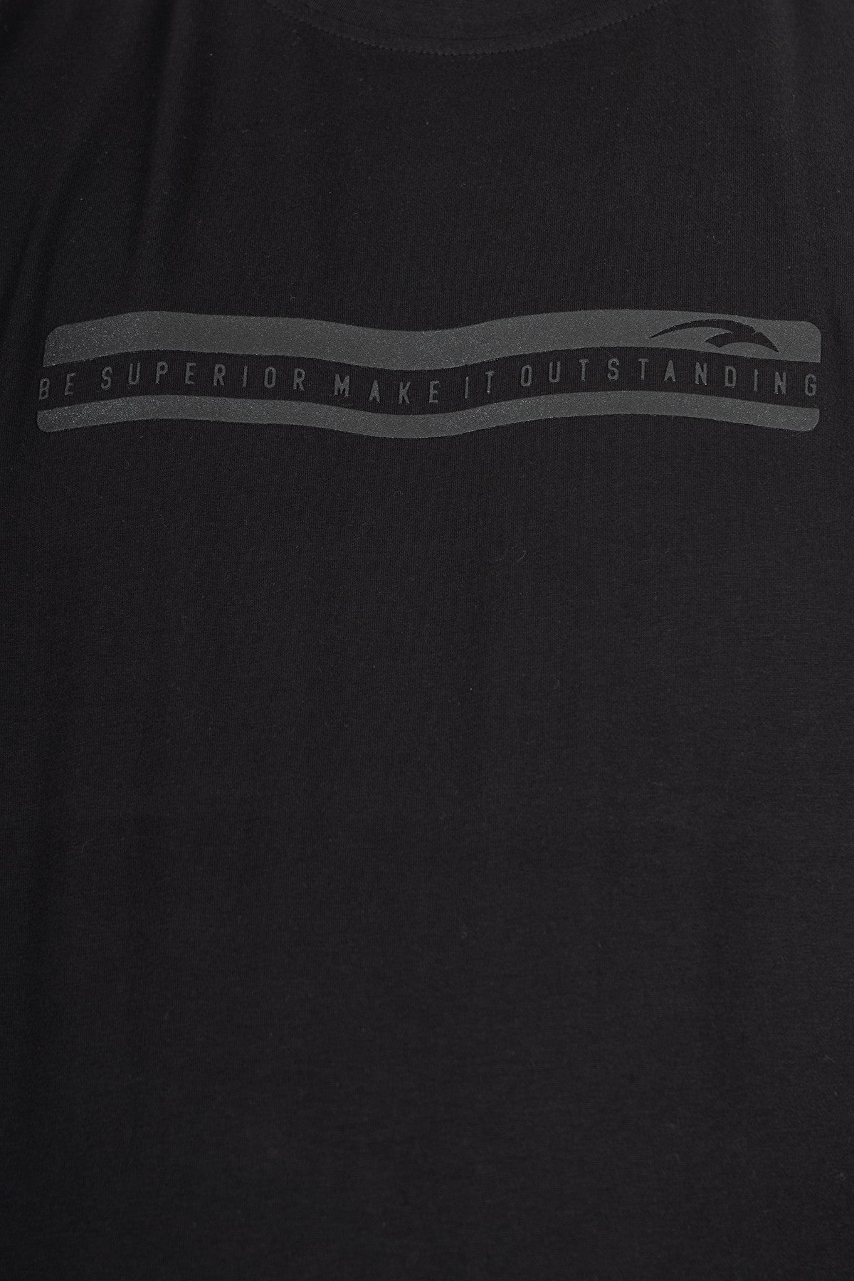 Büyük Beden Erkek Bisiklet Yaka Siyah Sweatshirt