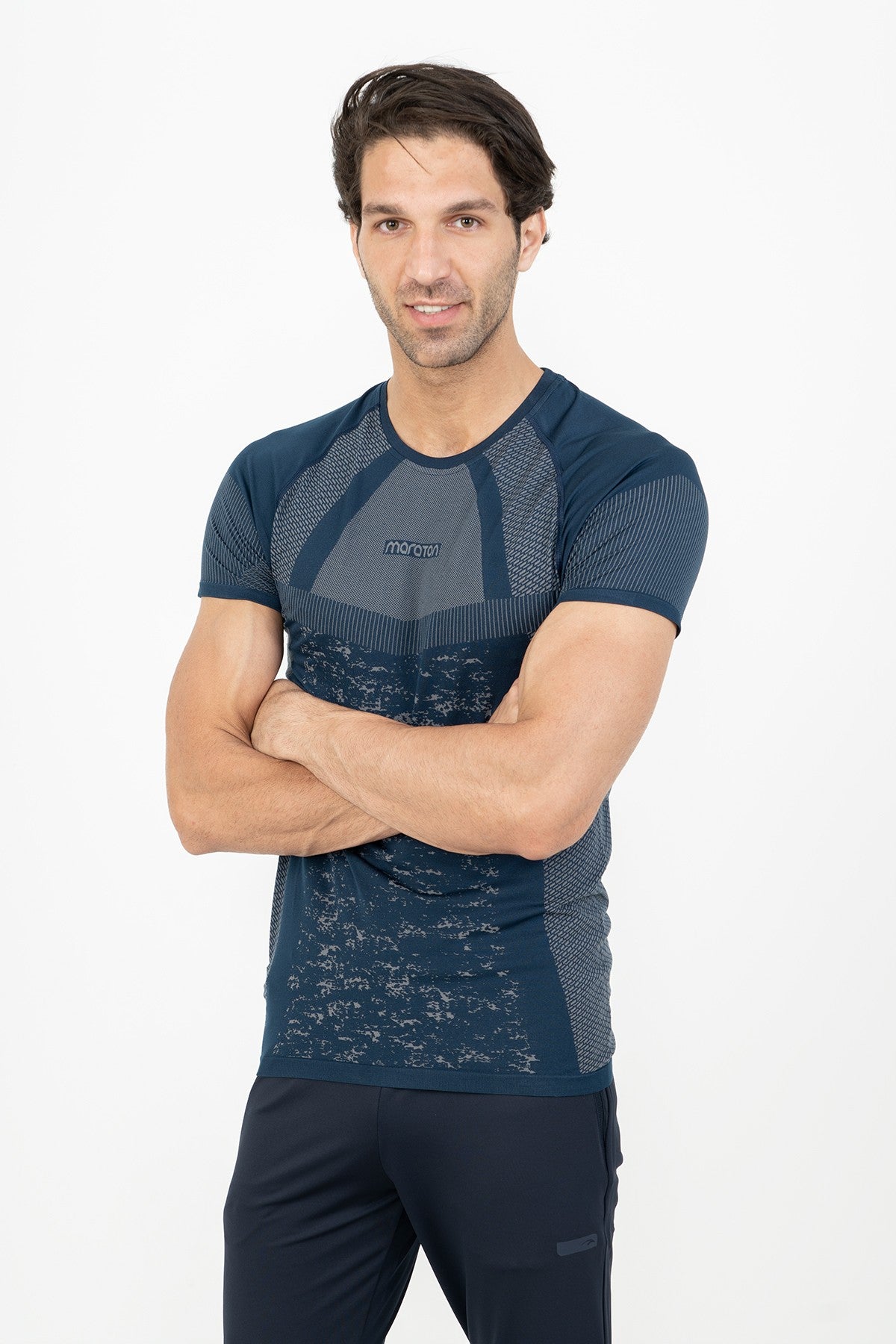 SlimFit Erkek Bisiklet Yaka Lacivert T-shirt