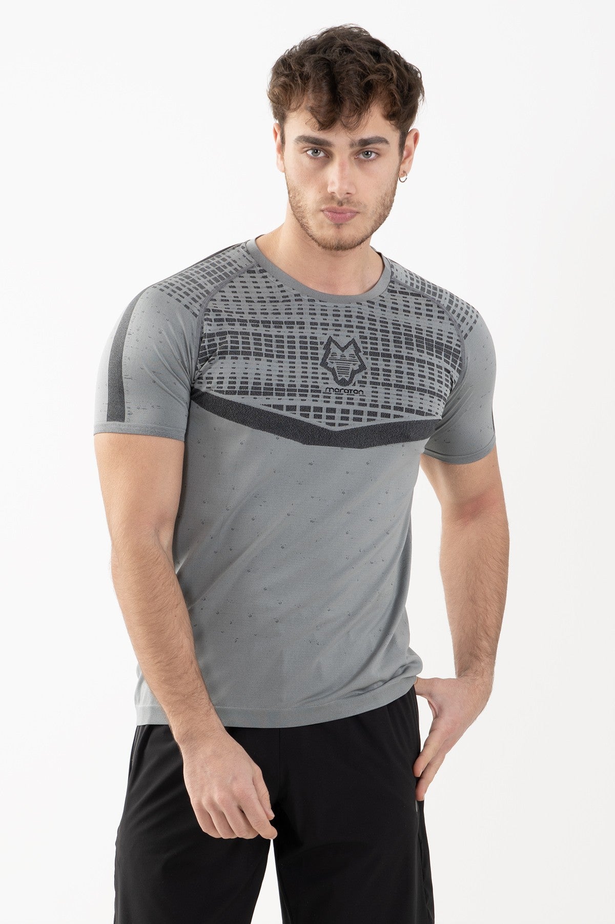 SlimFit Erkek Bisiklet Yaka Gri T-shirt